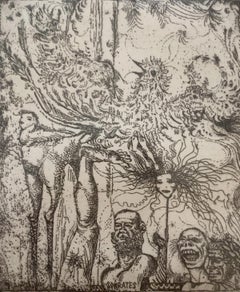 Wise-men. Figurative etching print, Black &white, Polish artist