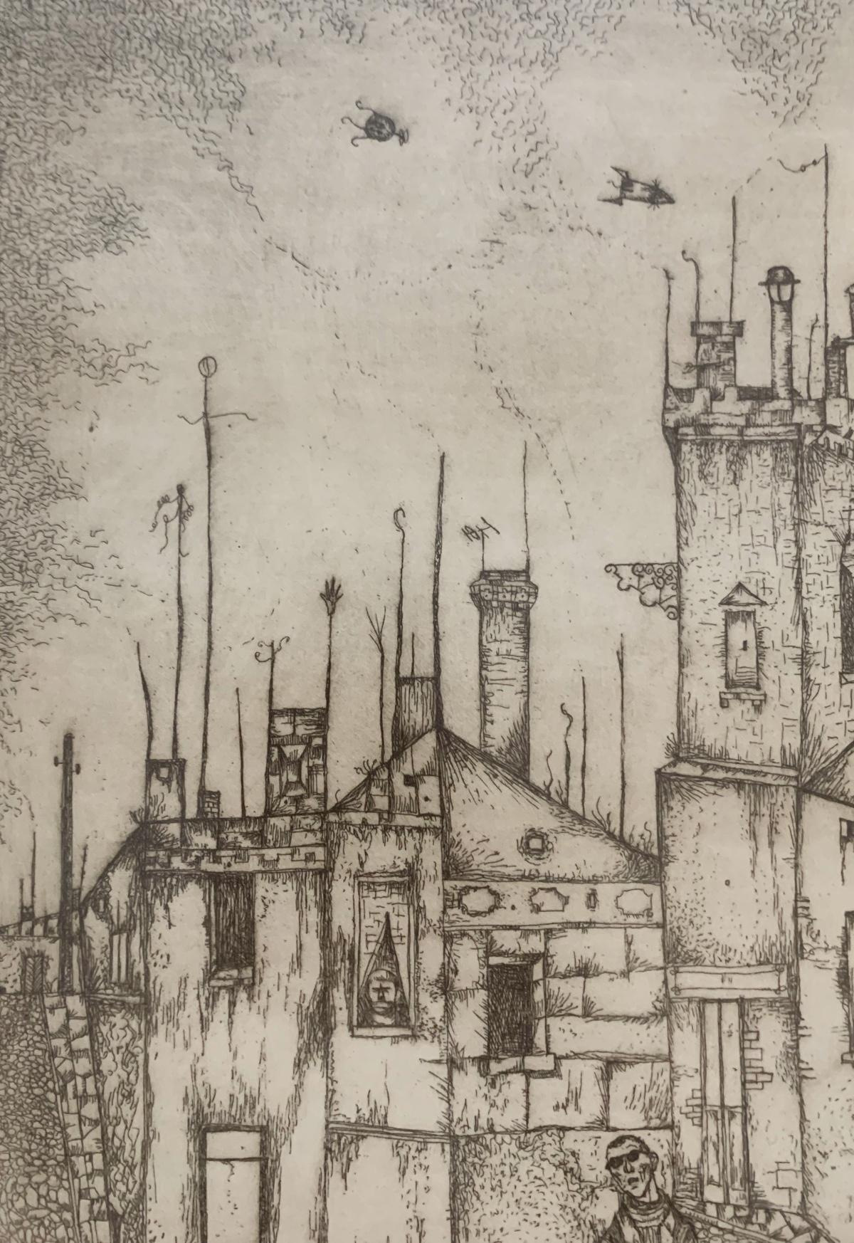 Anhelos. Grabado figurativo, Monocromático, Minimalista, Arte polaco - Print de Leszek Rózga