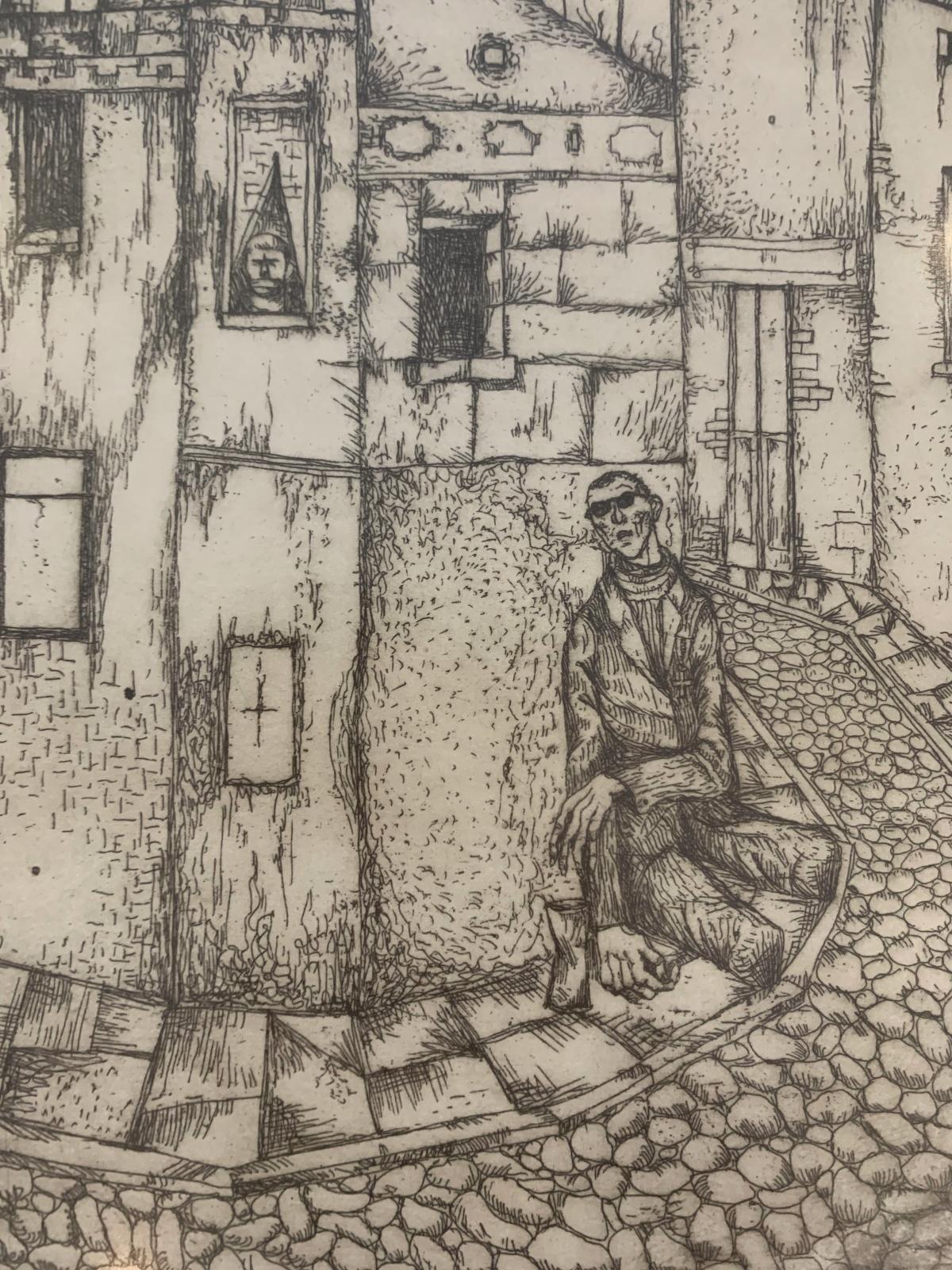 Anhelos. Grabado figurativo, Monocromático, Minimalista, Arte polaco - Print Contemporáneo de Leszek Rózga