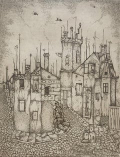 Anhelos. Grabado figurativo, Monocromático, Minimalista, Arte polaco