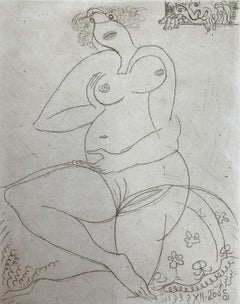 Young lady - XXI Century, Figurative etching print, Nude