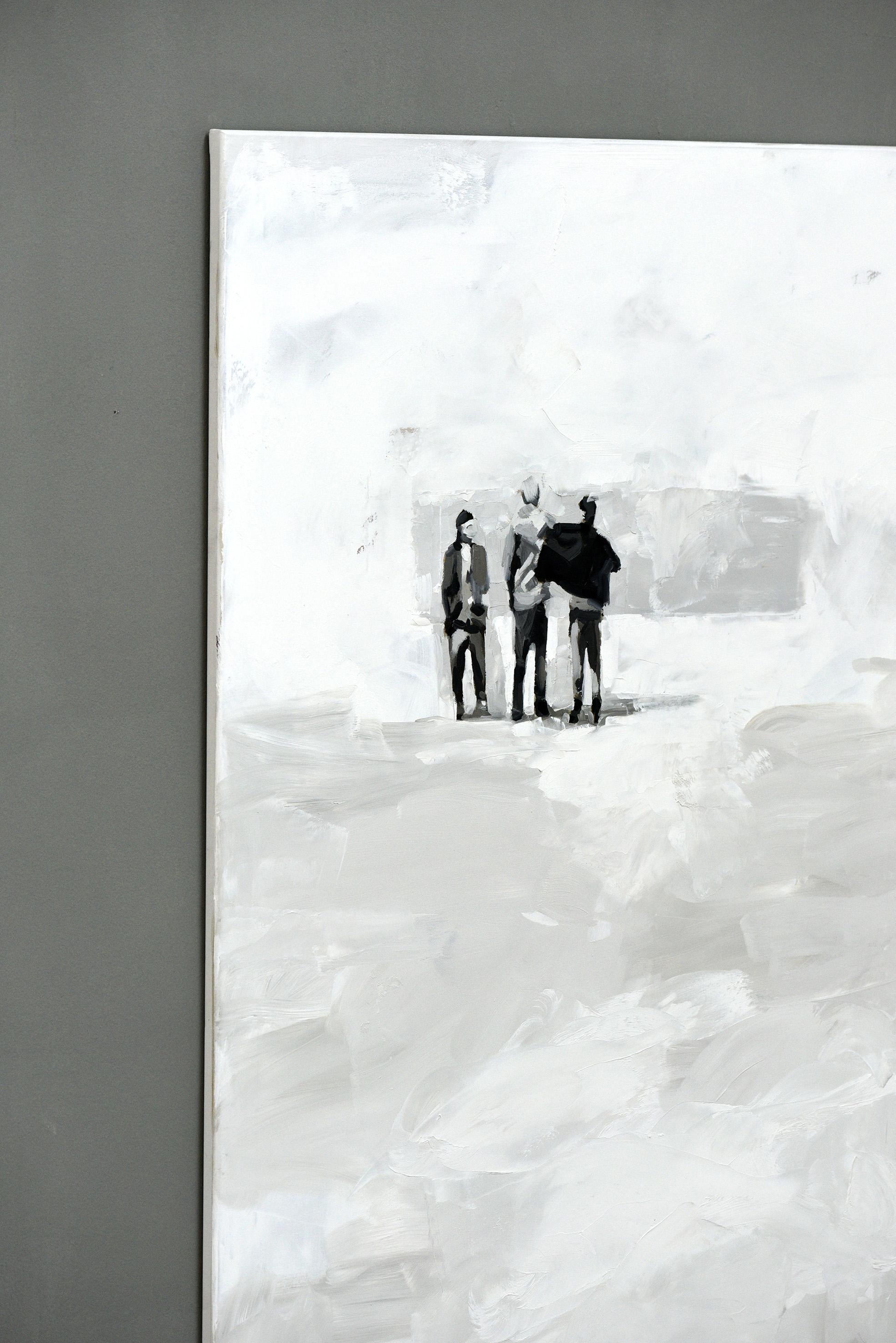 City Center- Minimalist, Oil on Canvas, 21st Century,  Figurative Painting For Sale 5