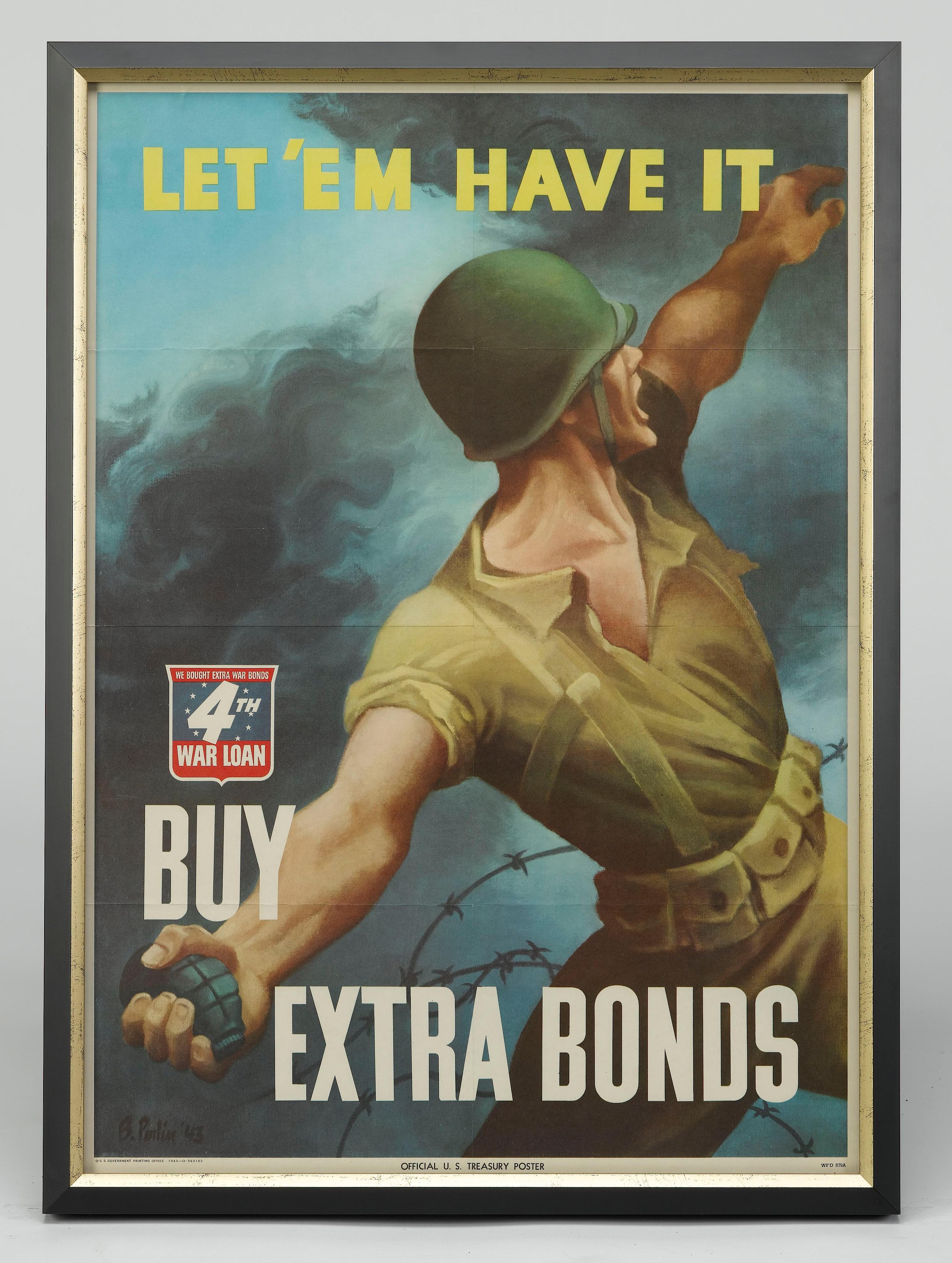 This is an original World War II poster, dating to 1943. The poster reads 