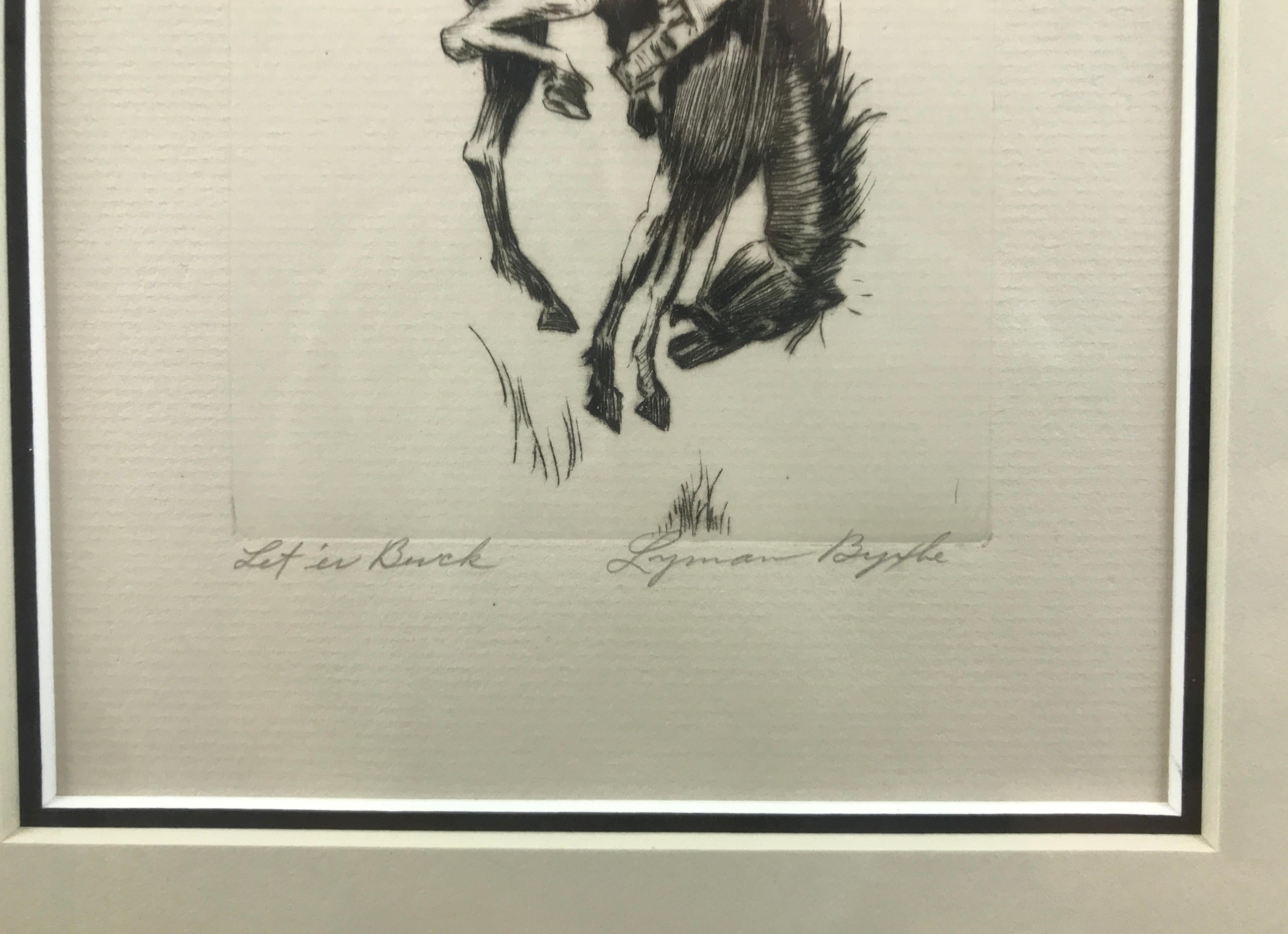 Paper “Let ‘er Buck” by American Artist Lyman Byxbe