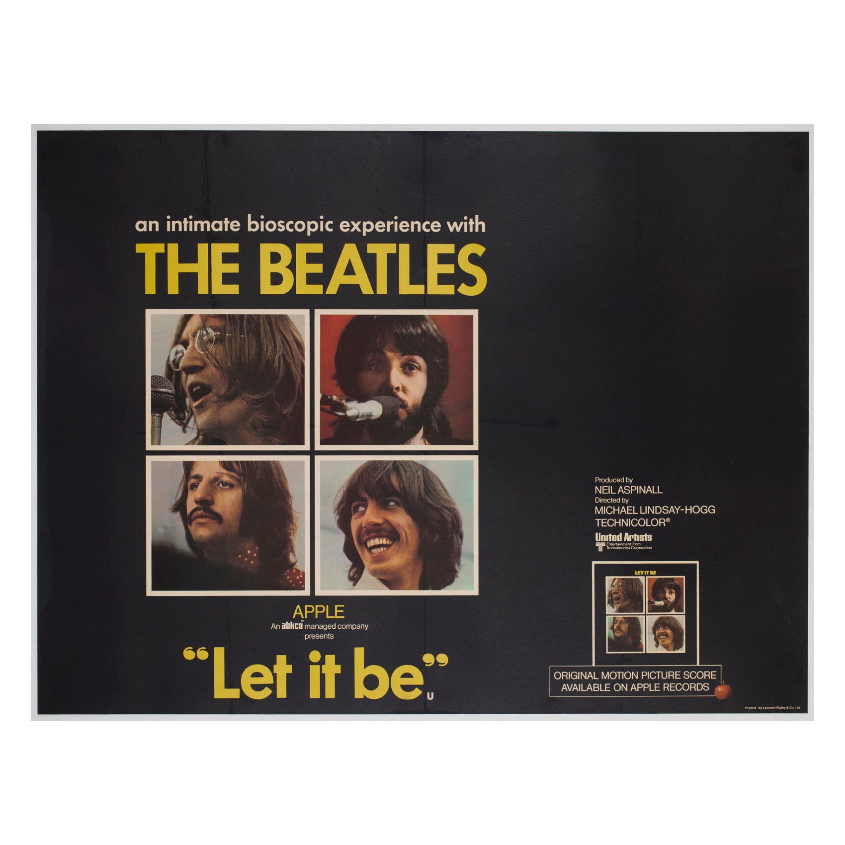 Let It Be 1970 UK Quad Film Poster, The Beatles