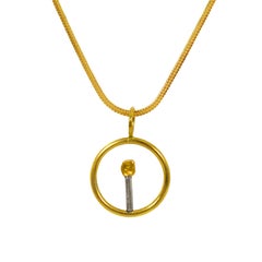 Let Your Light Shine, Stories in a Circle 22k Gold Two-Tone Pendant Necklace