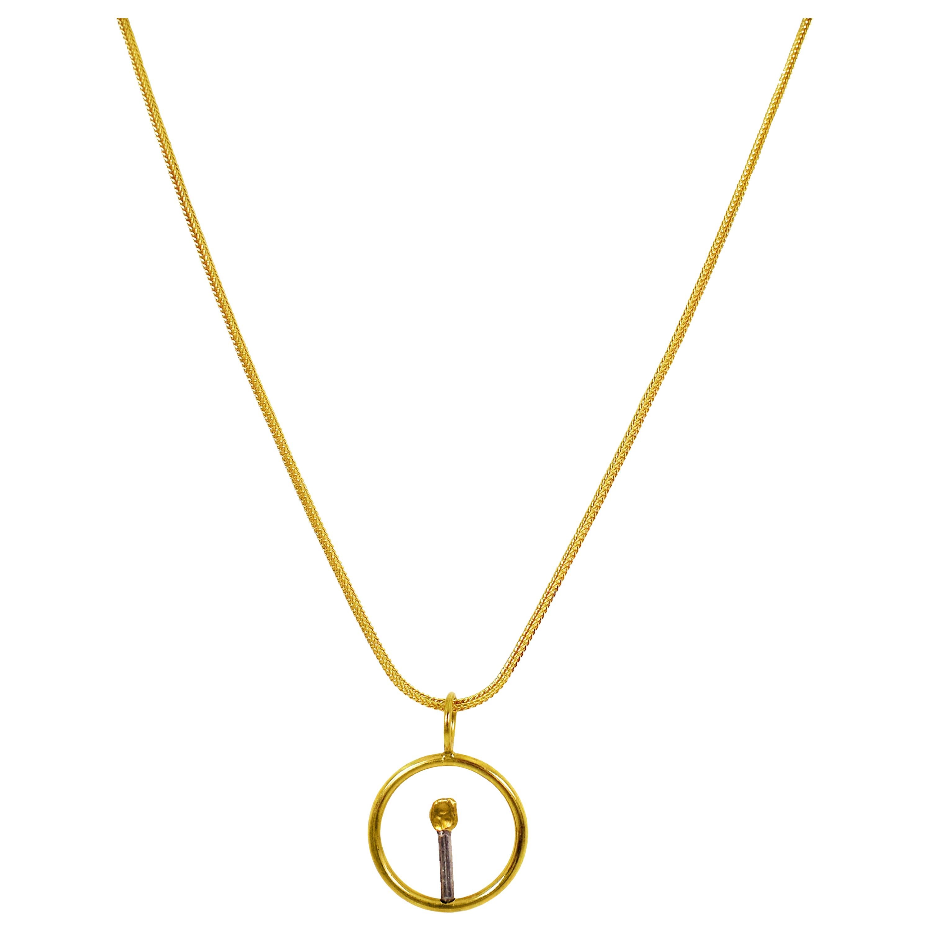 Let Your Light Shine, Stories in a Circle 22k Gold Two-Tone Pendant Necklace