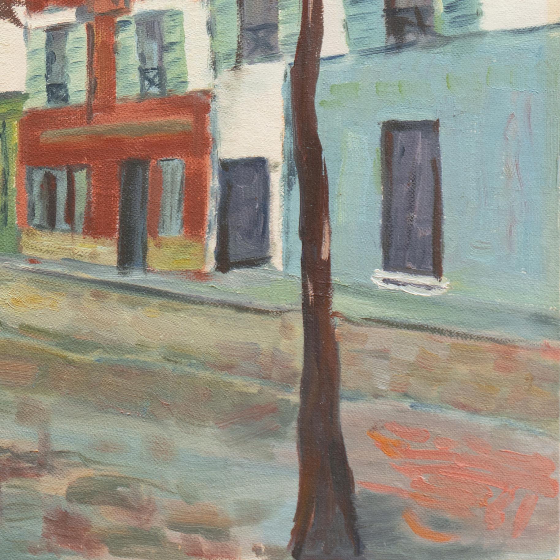 „La Place du Tertre“, Ölgemälde von Montmartre, Paris, Frankreich, Mitte des Jahrhunderts 1