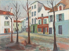 'La Place du Tertre', Mid-century Oil of Montmartre, Paris, France