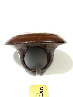 Classic Leather Ring with Gold Accent and Brown Diamond - Micheletto