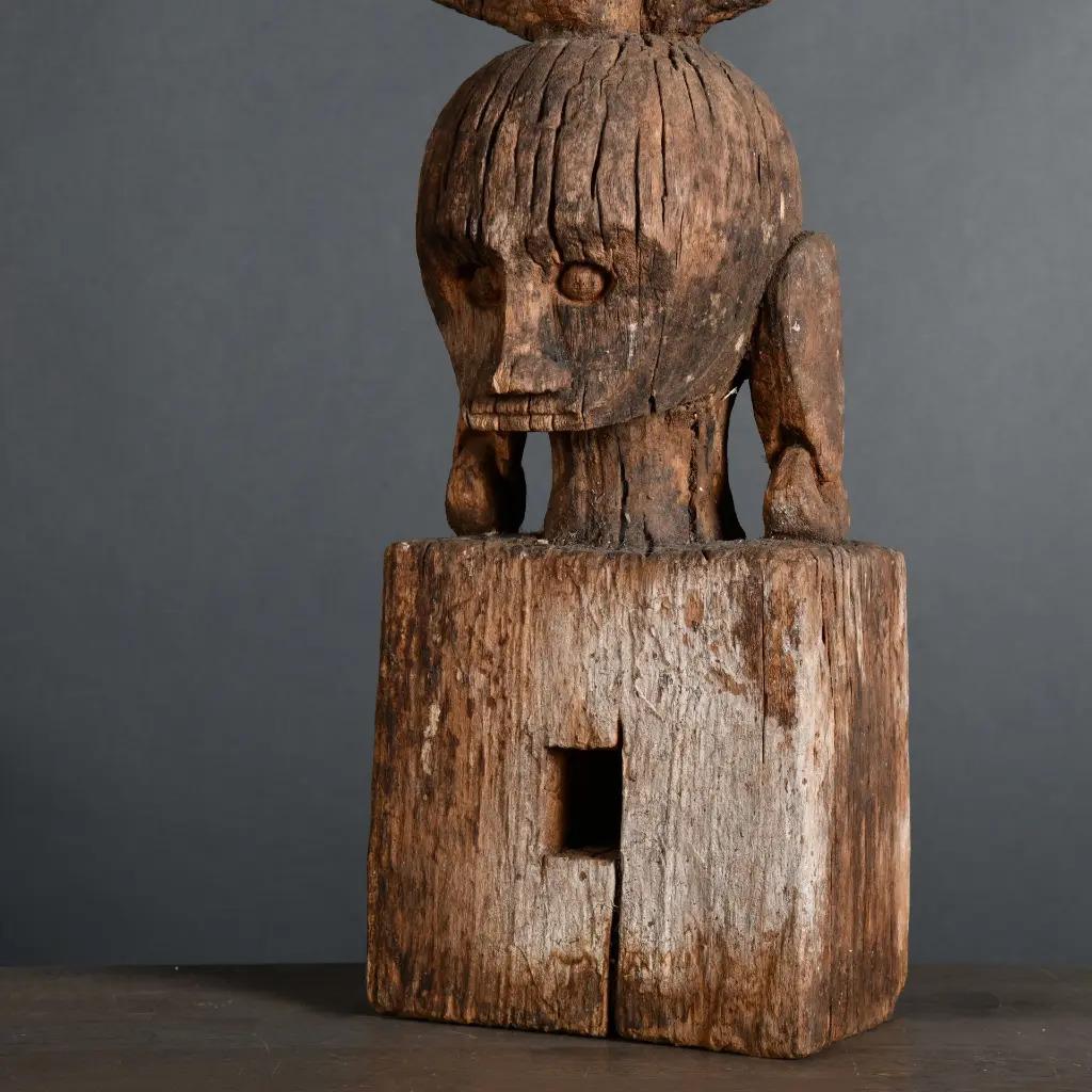 Tribale Figura di antenato Leti in legno patinato intagliato a mano - Tribal Art dall'Indonesia in vendita