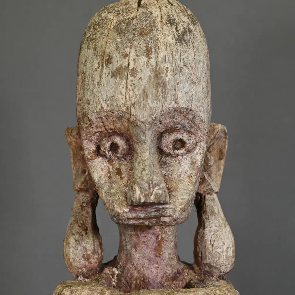 20ième siècle Statue Tribal Leti en Wood AGE avec support - Art ethnique indonésien du 20e siècle en vente