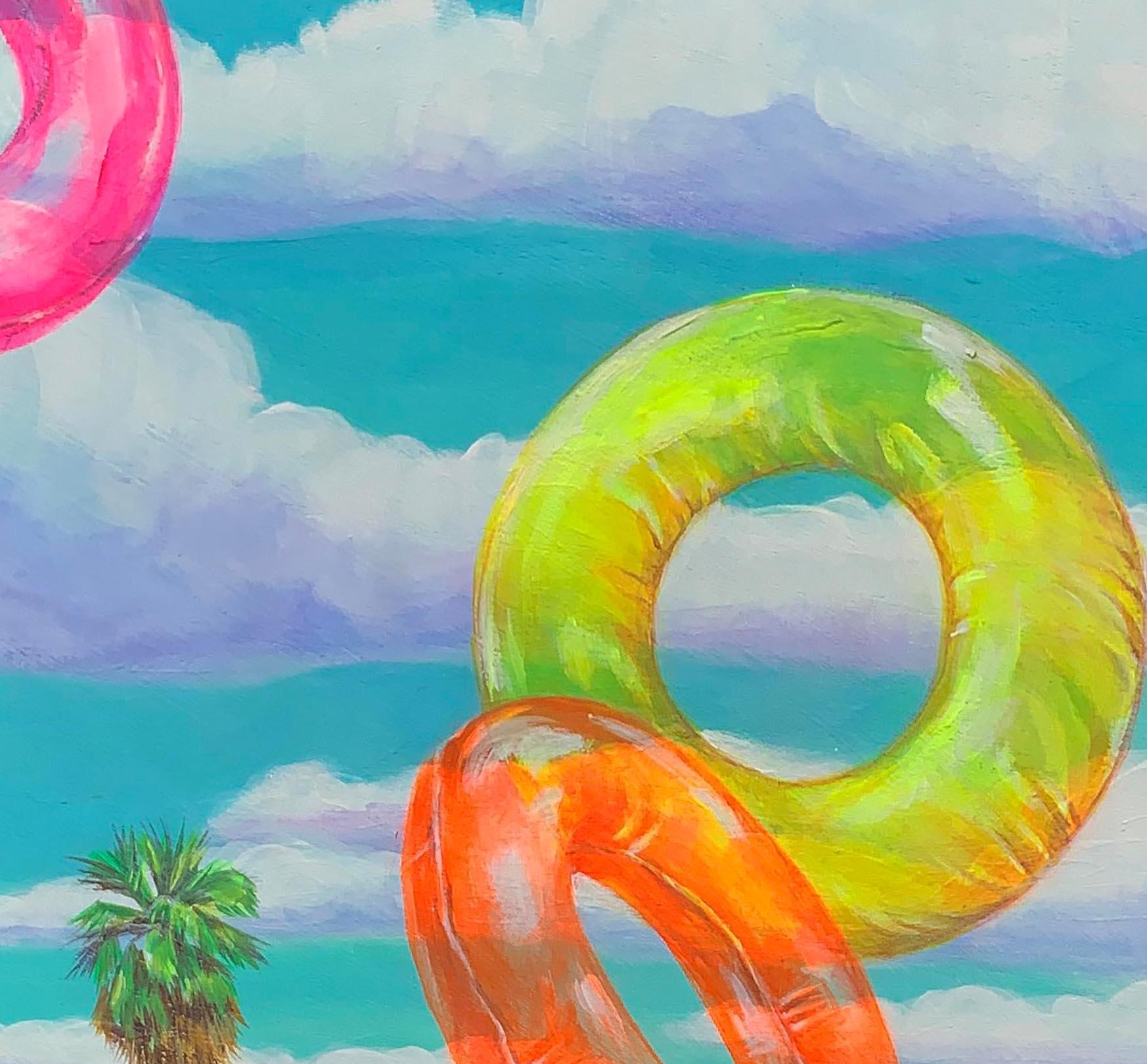 Innertube Vision 1 di Leticia Lacy - Pittura estiva contemporanea ad anello per il nuoto in vendita 3