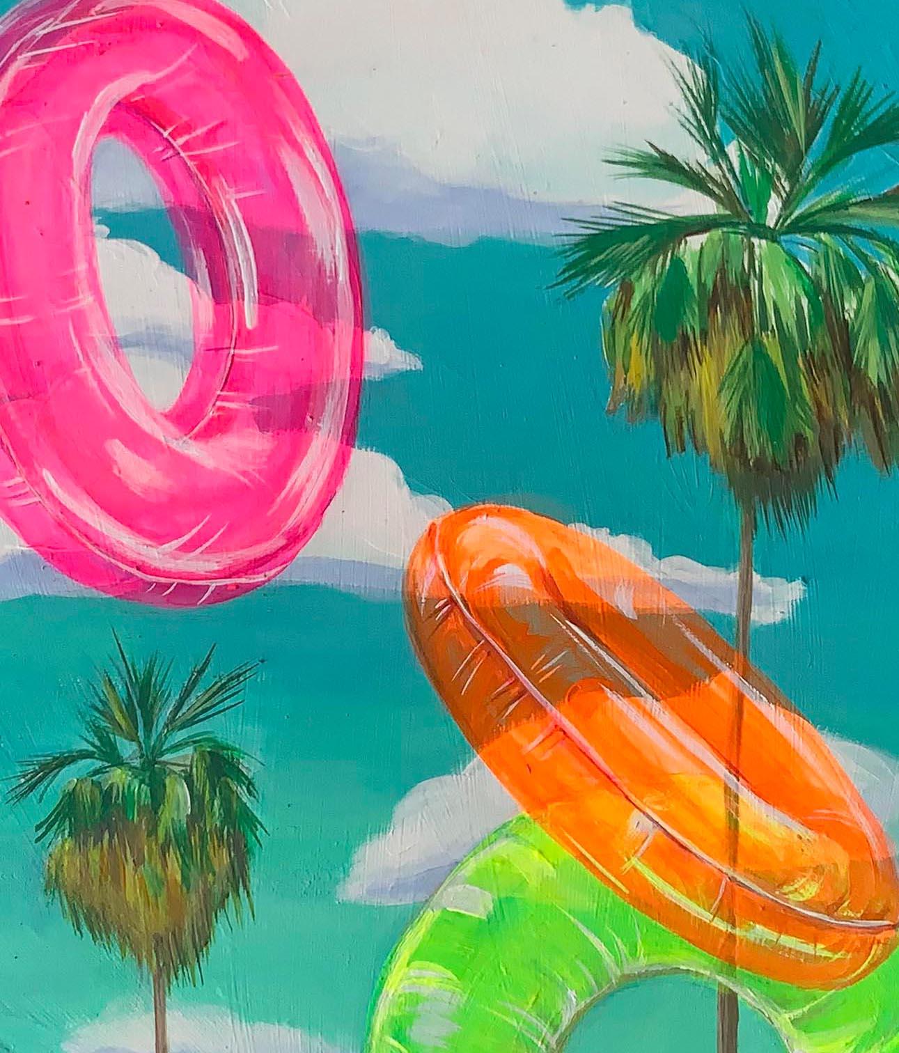 Innertube Vision 3 di Leticia Lacy - Pittura estiva contemporanea ad anello per il nuoto in vendita 3