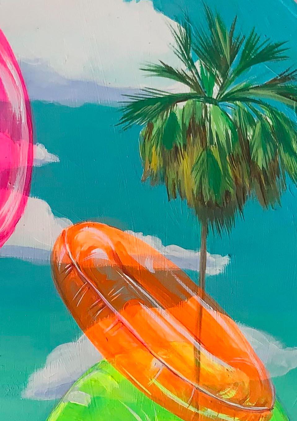 Innertube Vision 3 di Leticia Lacy - Pittura estiva contemporanea ad anello per il nuoto in vendita 5