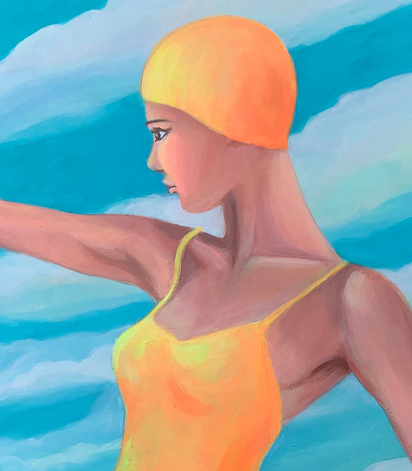 Marigold di Leticia Lacy - Quadro contemporaneo di nuotatore estivo in vendita 2