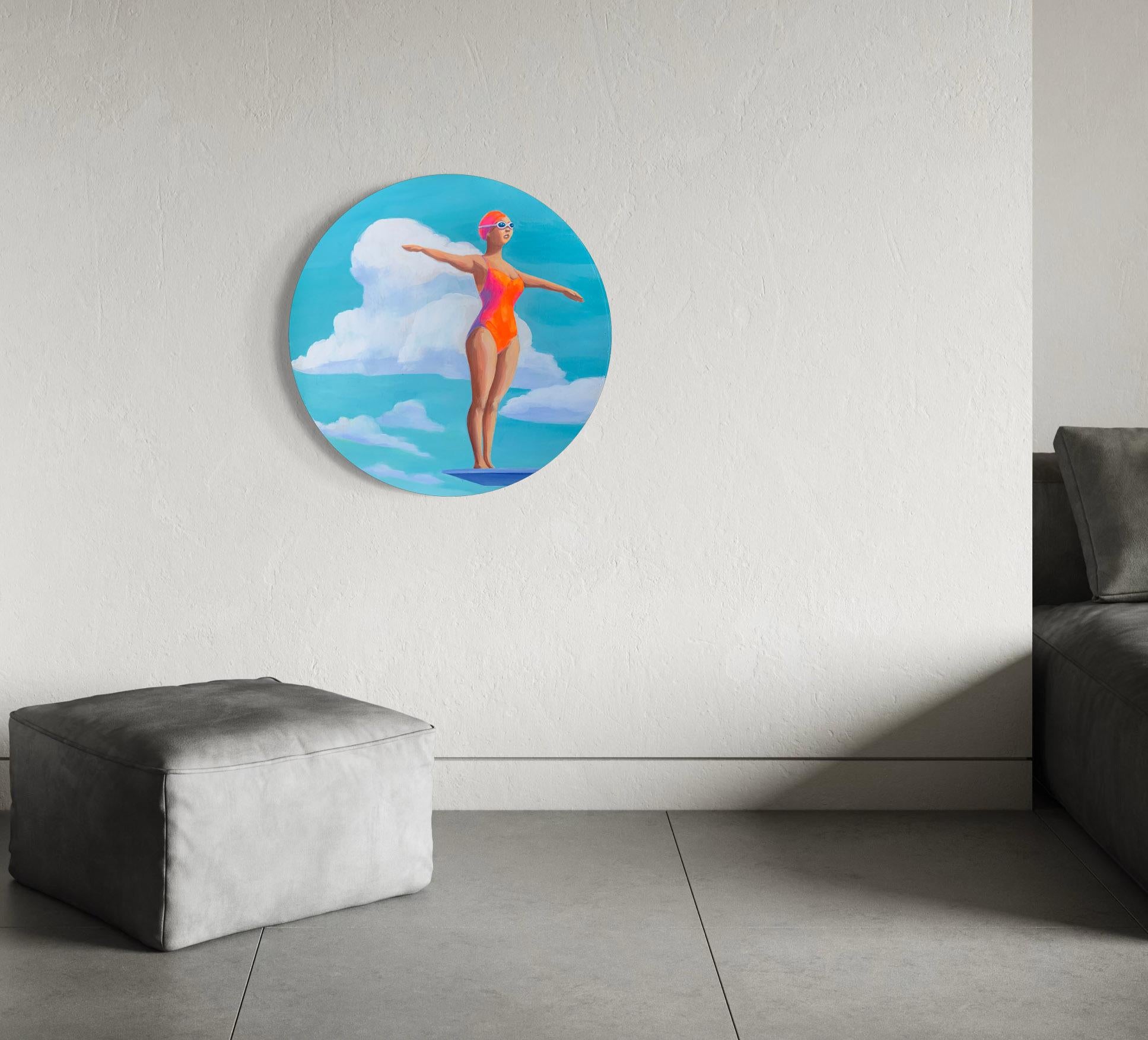Ready di Leticia Lacy - Pittura contemporanea di un nuotatore estivo in vendita 5