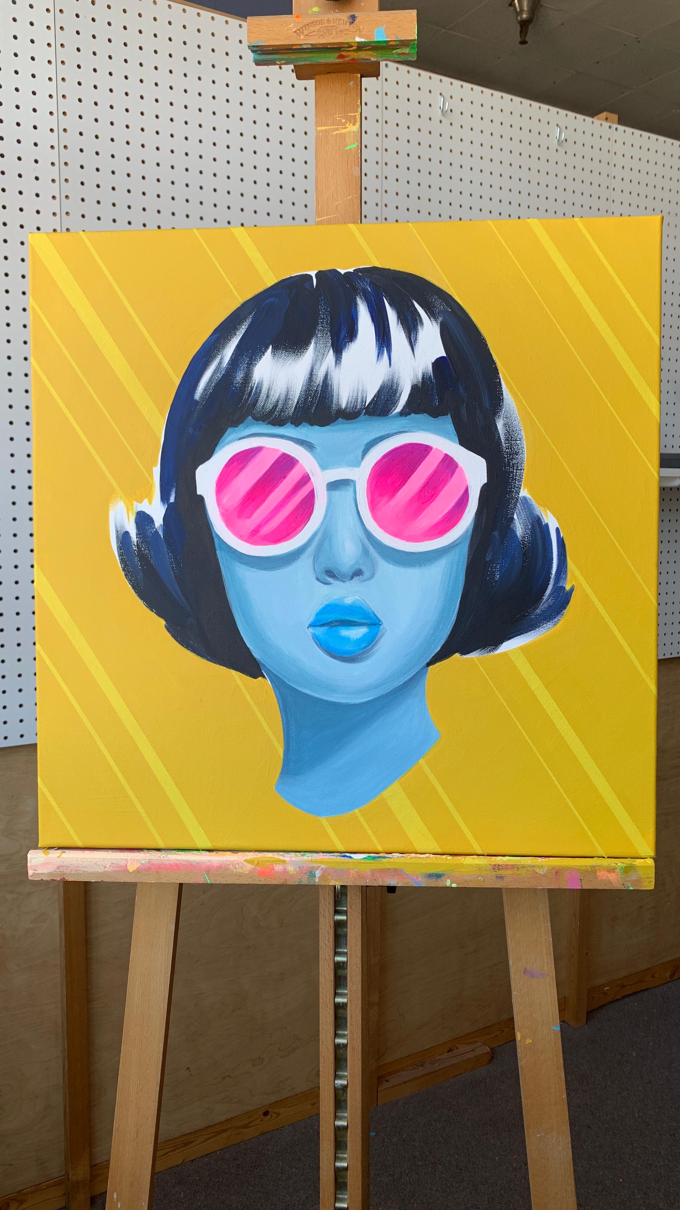 Schattierungen in Blau, Originalgemälde (Pop-Art), Painting, von Leticia Lacy