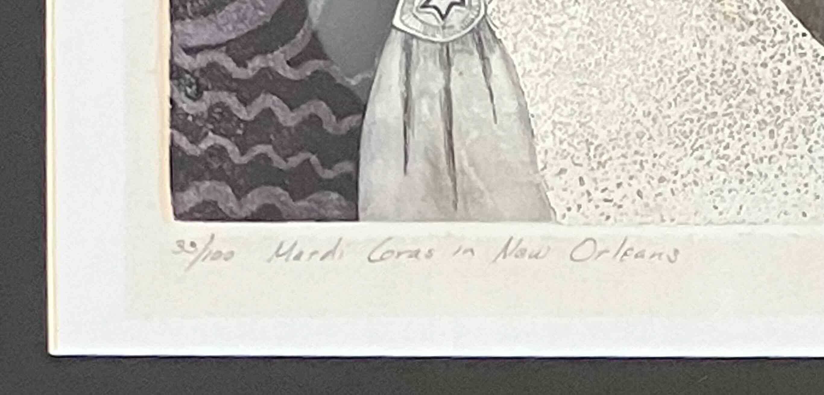 Mardi Gras in New Orleans - Black Figurative Print by Leticia Tarragó