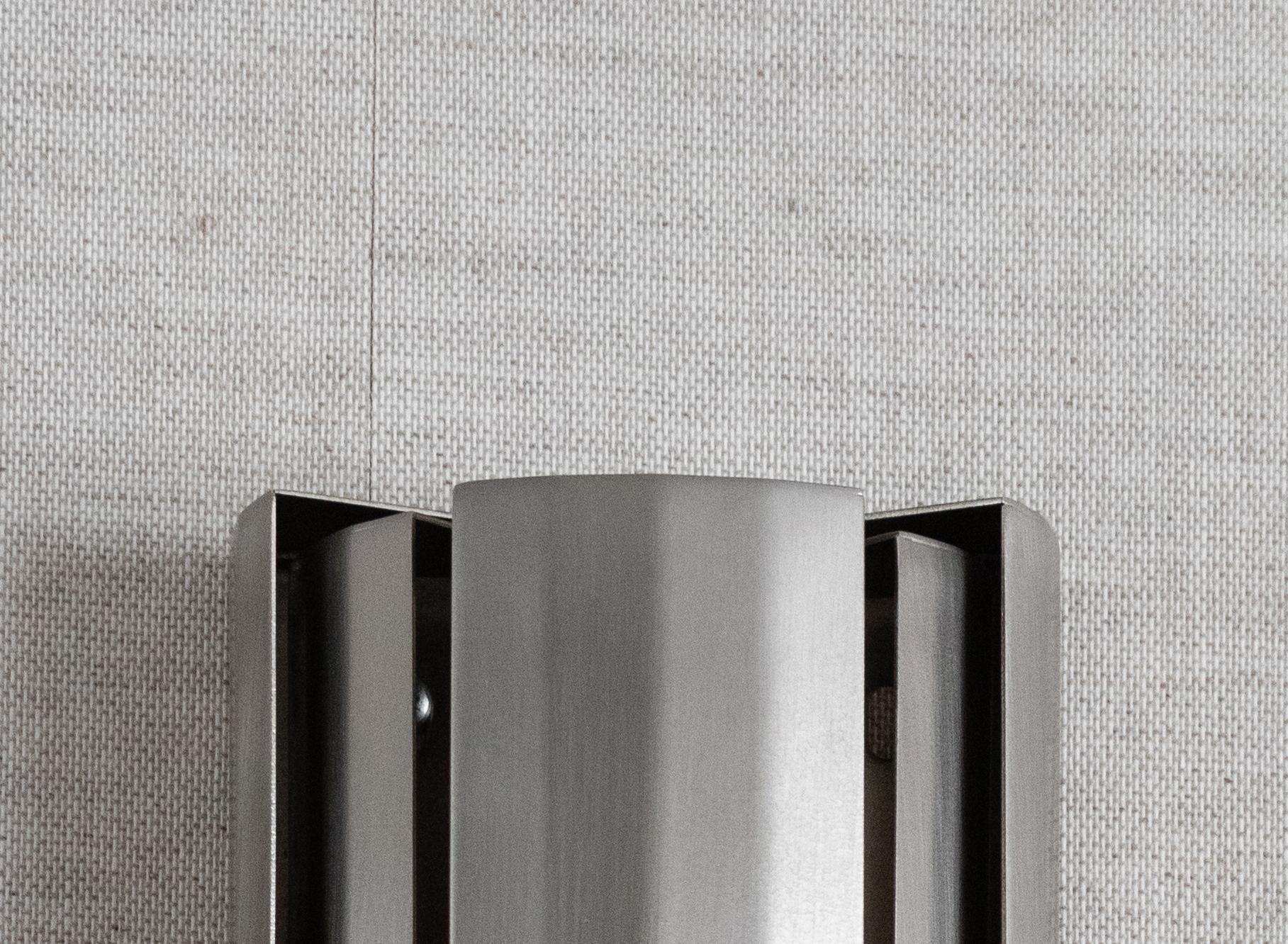 French LETO 140 Brushed Nickel Wall Light with Mobile Fins For Sale