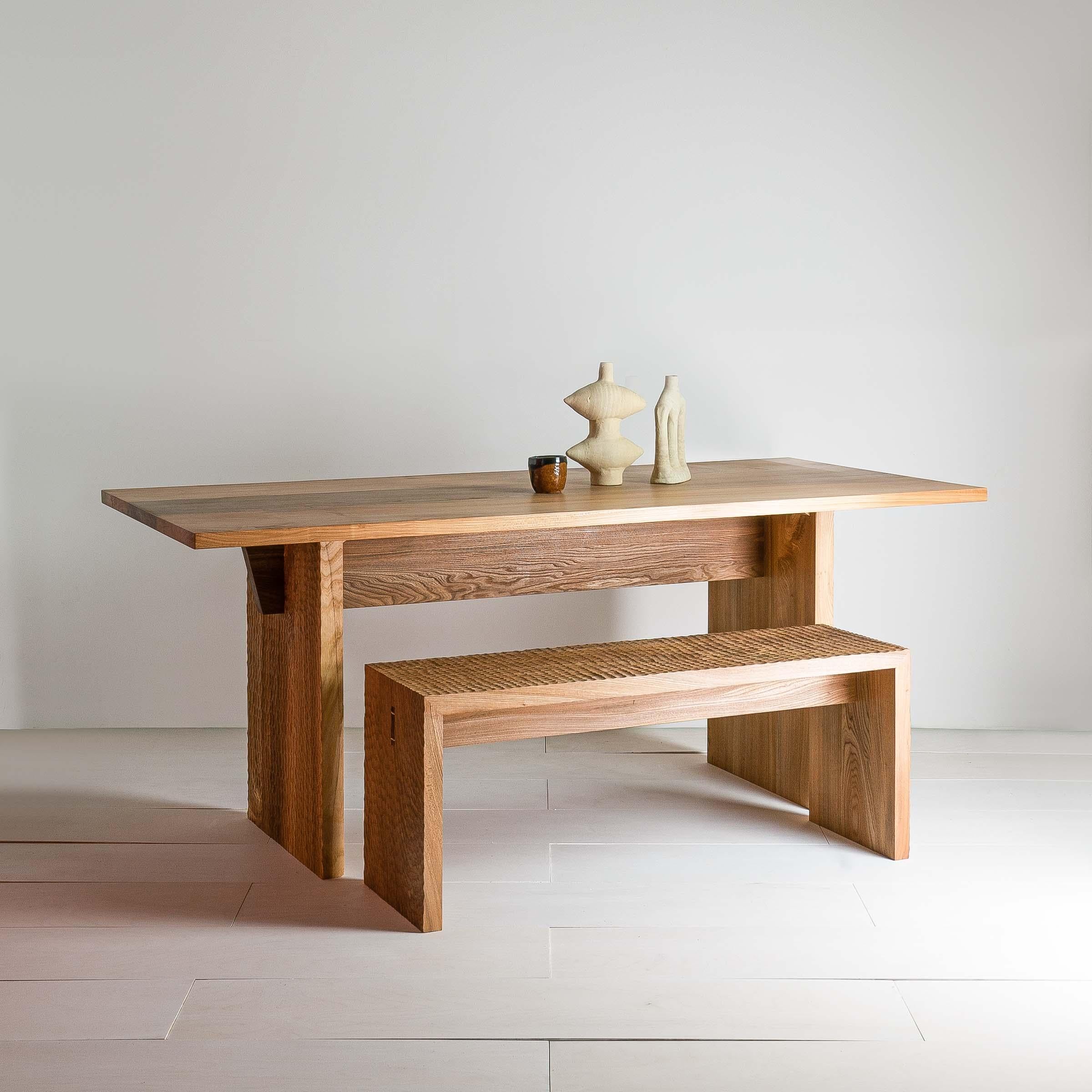 British Leto Elm Dining Table, with Hand Carved Texturing, by Mythology For Sale