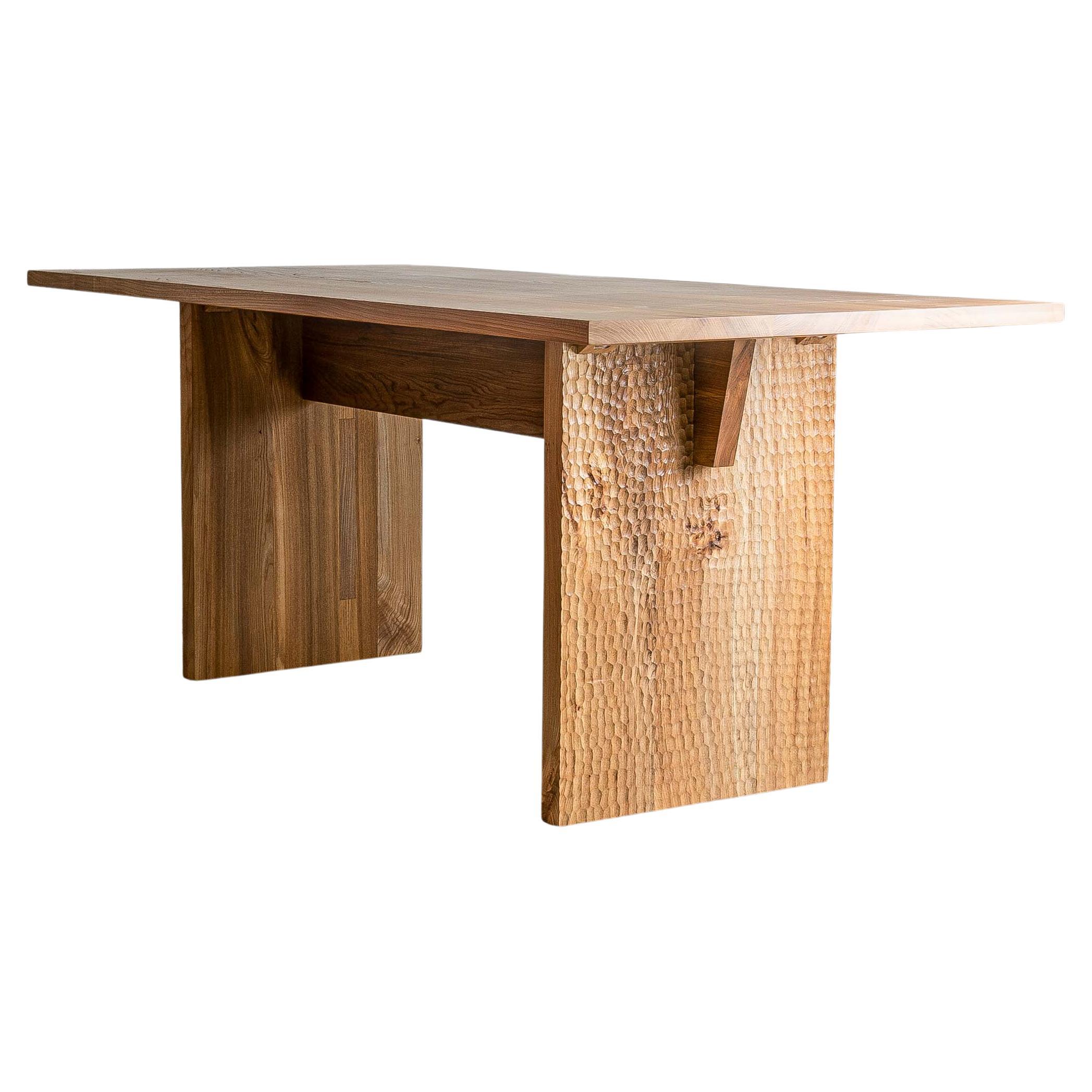 Leto Elm Dining Table, with Hand Carved Texturing, by Mythology