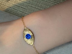 Leto Lama 1 Ct Blue Sapphire Eye Bracelet or Necklace in 18 ct Gold 2 in 1