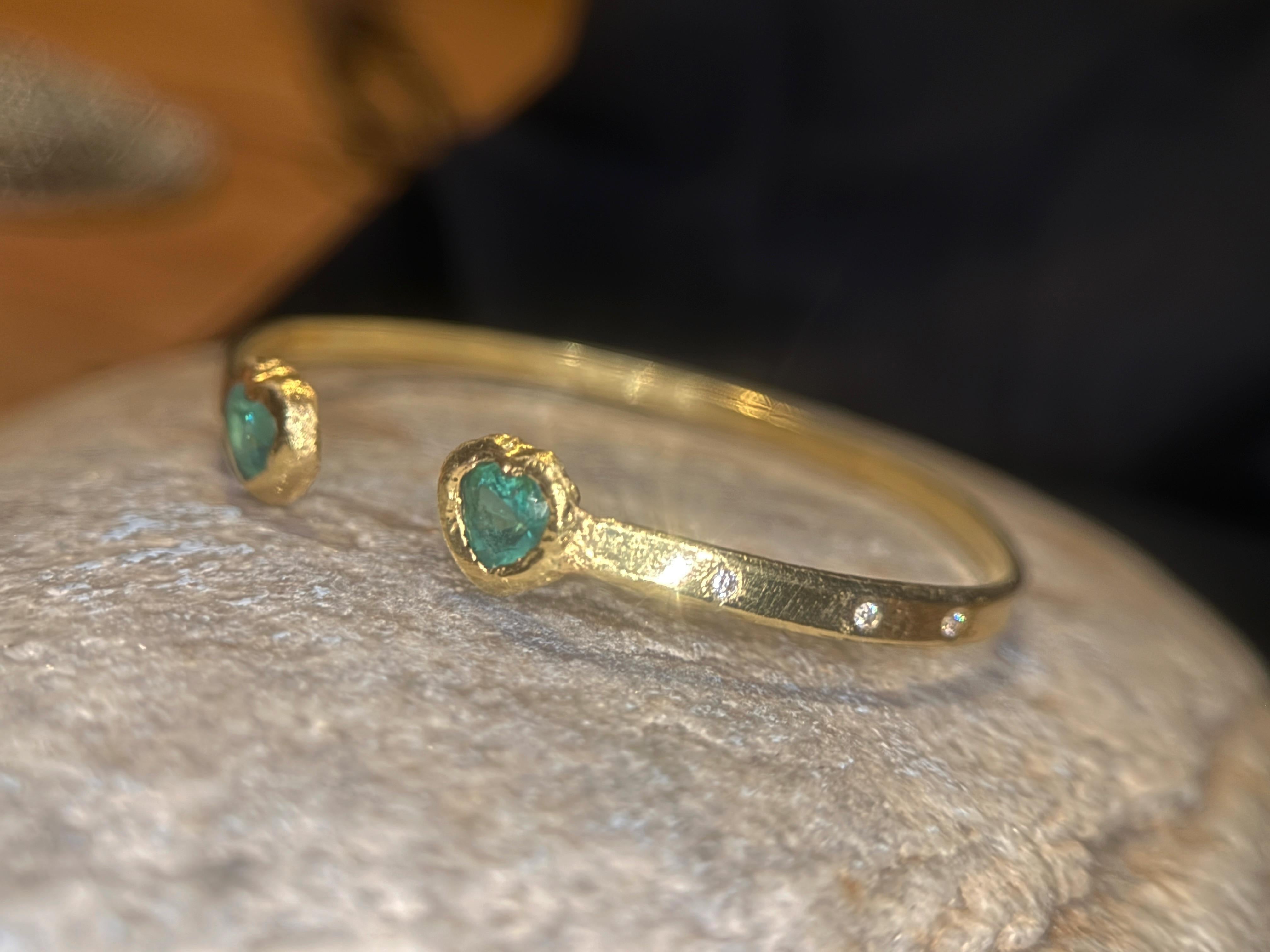 Leto Lama 1.35 Cts Esmeralda Corazones Toi & Moi Pulsera Amor Brazalete en venta 4