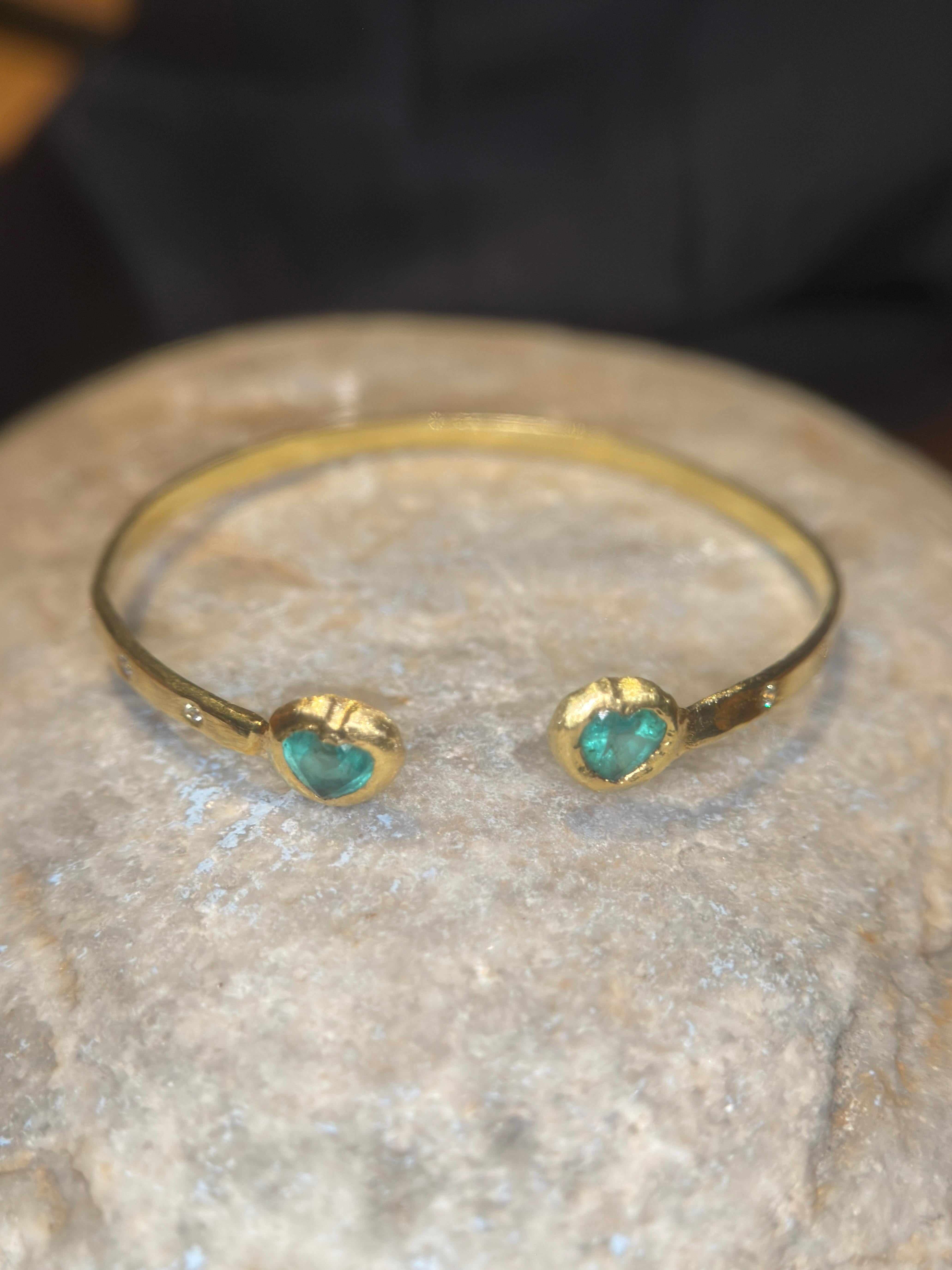 Leto Lama 1.35 Cts Esmeralda Corazones Toi & Moi Pulsera Amor Brazalete en Nuevo estado para la venta en London, GB