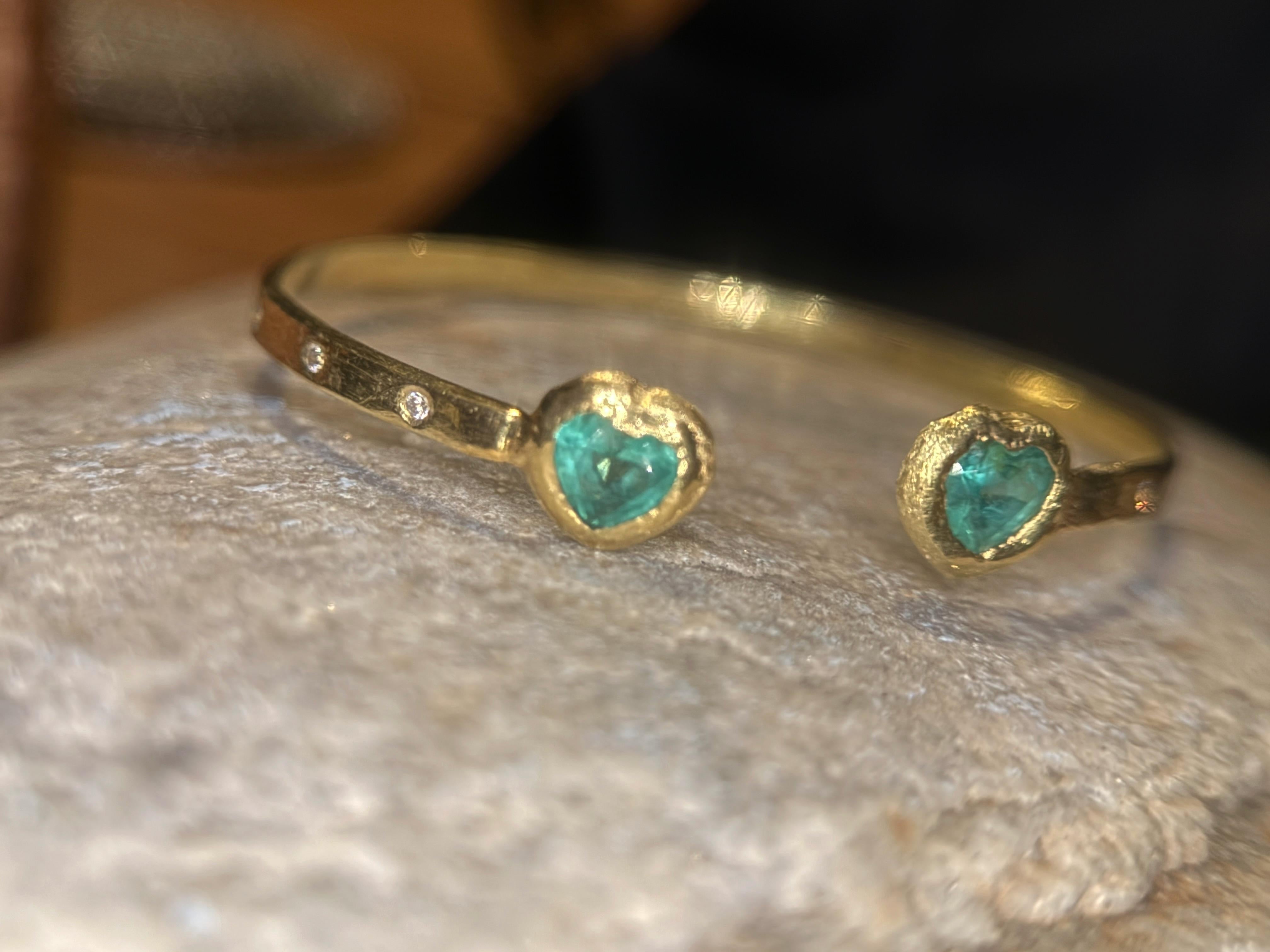 Leto Lama 1.35 Cts Esmeralda Corazones Toi & Moi Pulsera Amor Brazalete en venta 3