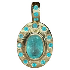 Leto Lama 2 Carat Paraiba Tourmaline Oval Necklace 18 Ct Yellow Gold