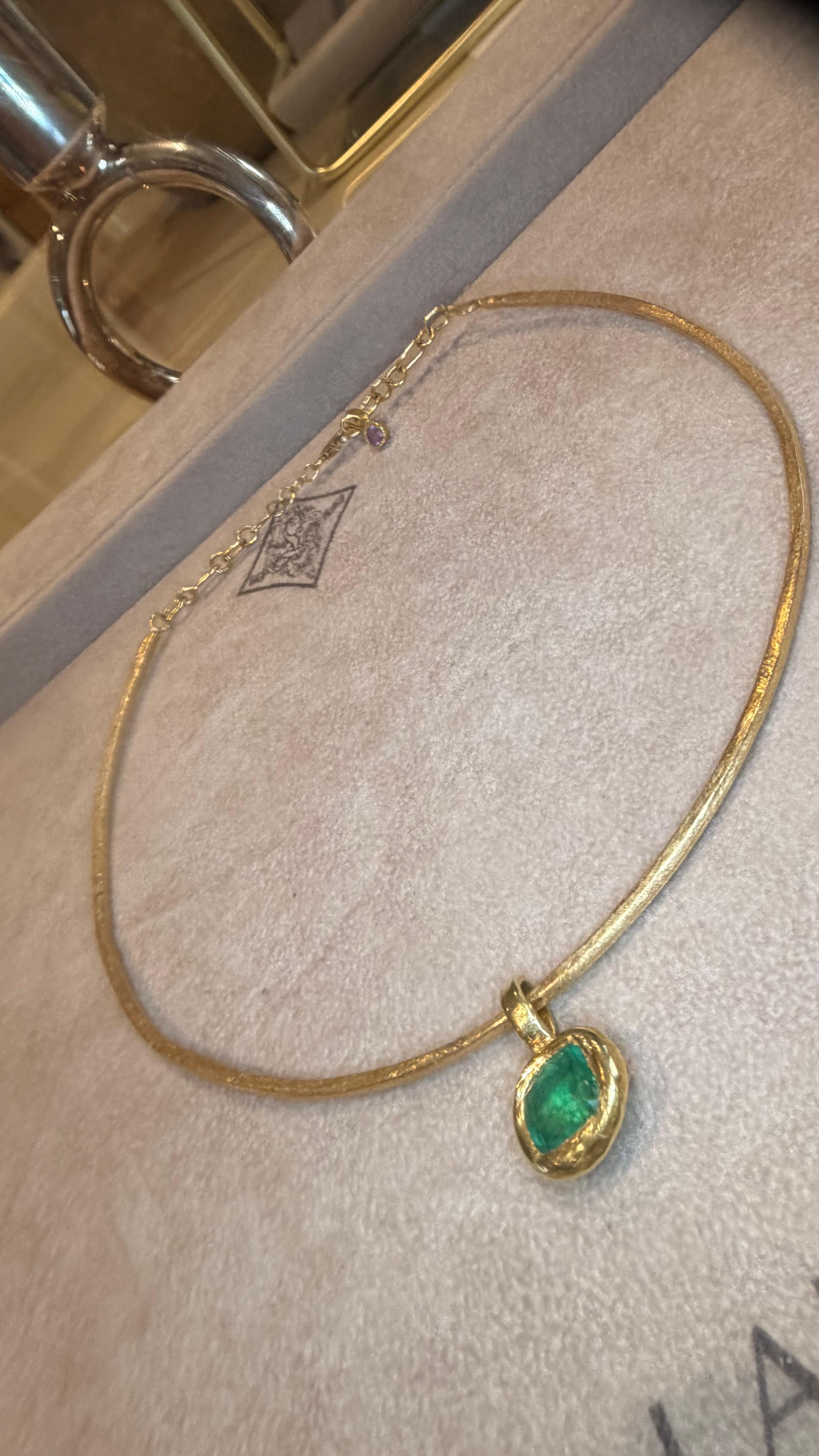 Leto Lama 2.24 Cts Zambia Emerald Cushion Cut Pendentif 18 Ct Gold en vente 9