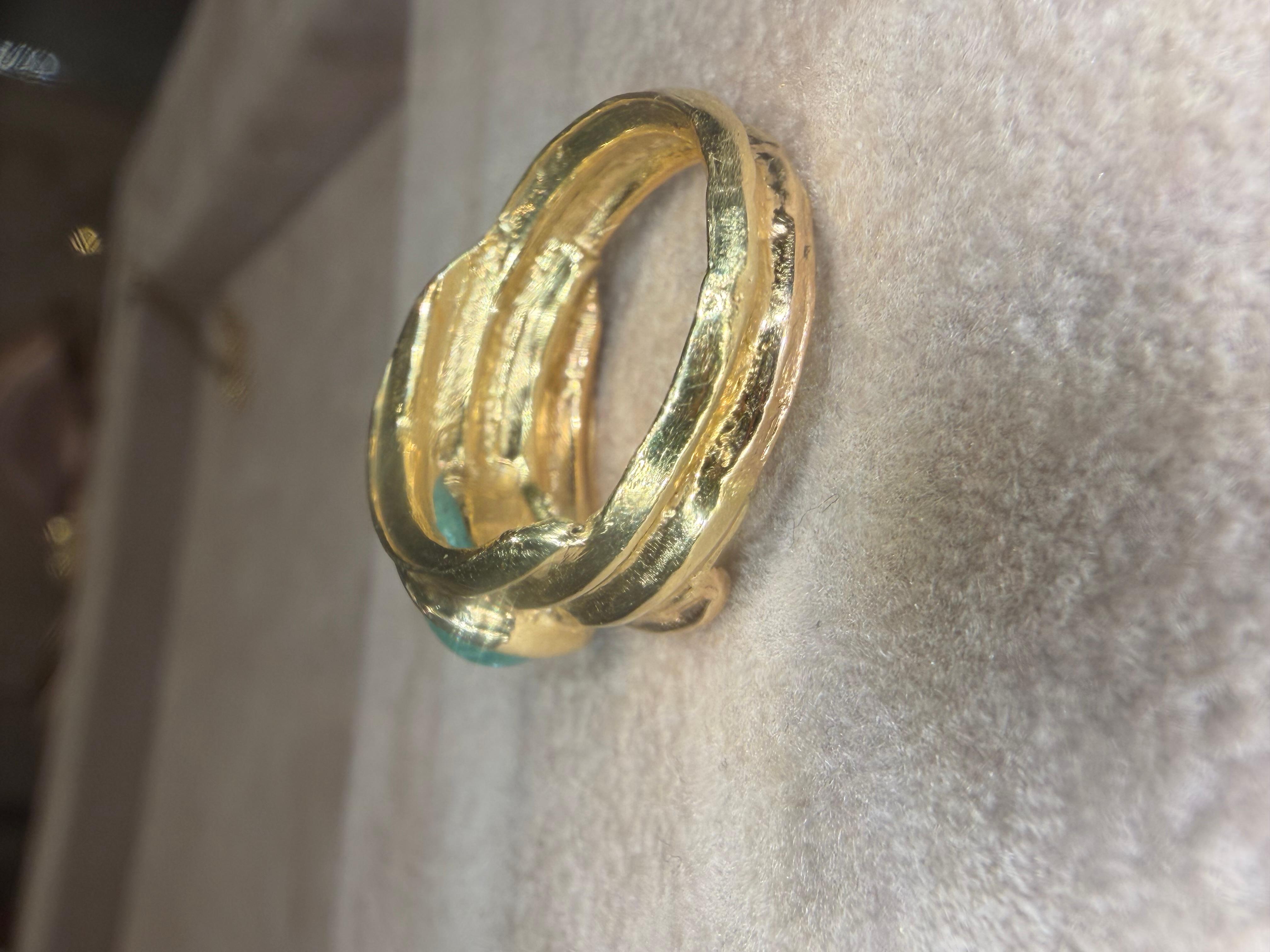 Leto Lama 2.5 Cts Paraiba Cabochon Cigar Ring Band 18 Ct Oro Amarillo en Nuevo estado para la venta en London, GB