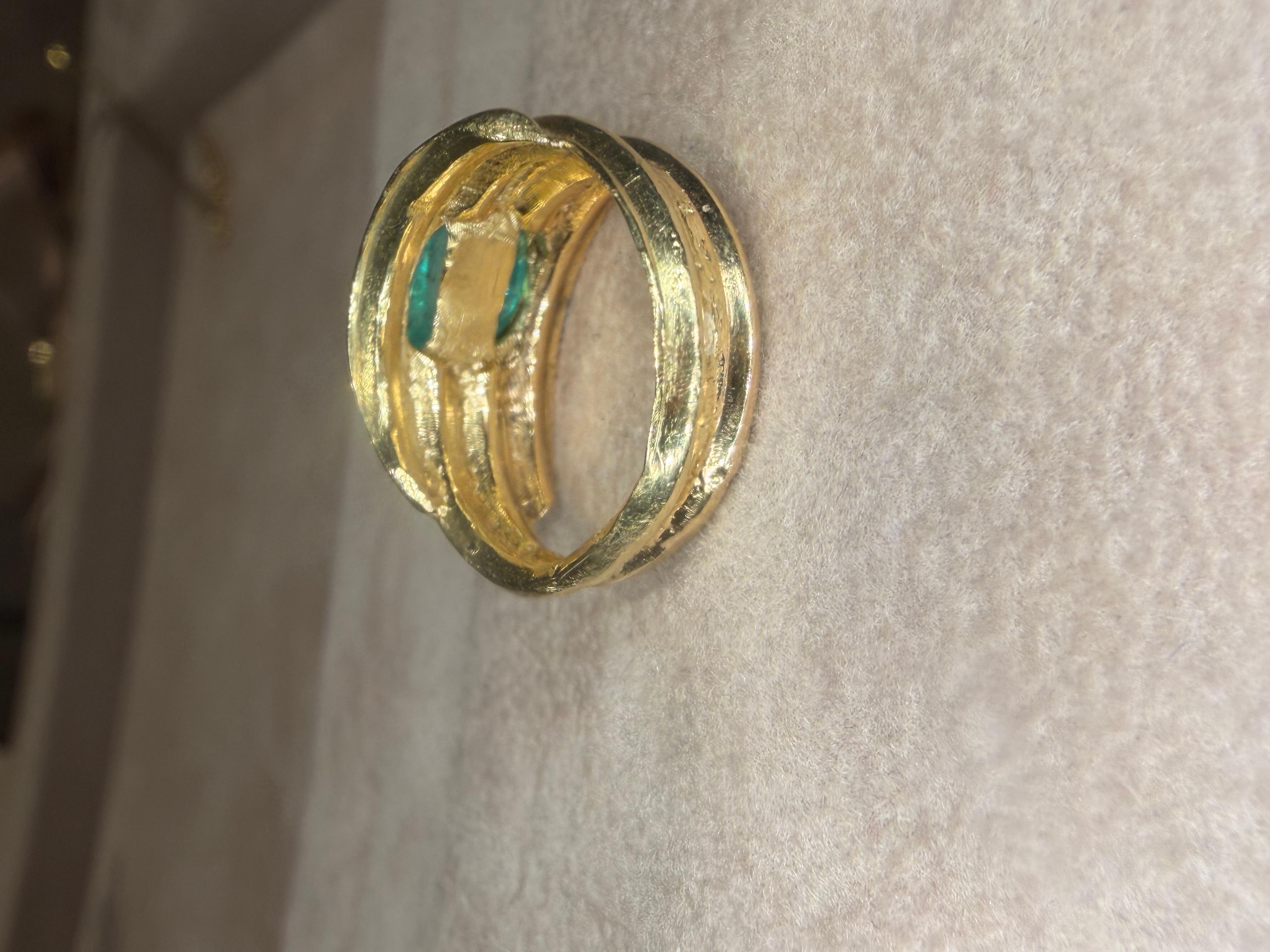 Leto Lama 2.5 Cts Paraiba Cabochon Cigar Ring Band 18 Ct Oro Amarillo en venta 1