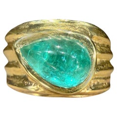 Leto Lama 2,5 Karat Paraiba Cabochon Zigarre Ring Band 18 Karat Gelbgold