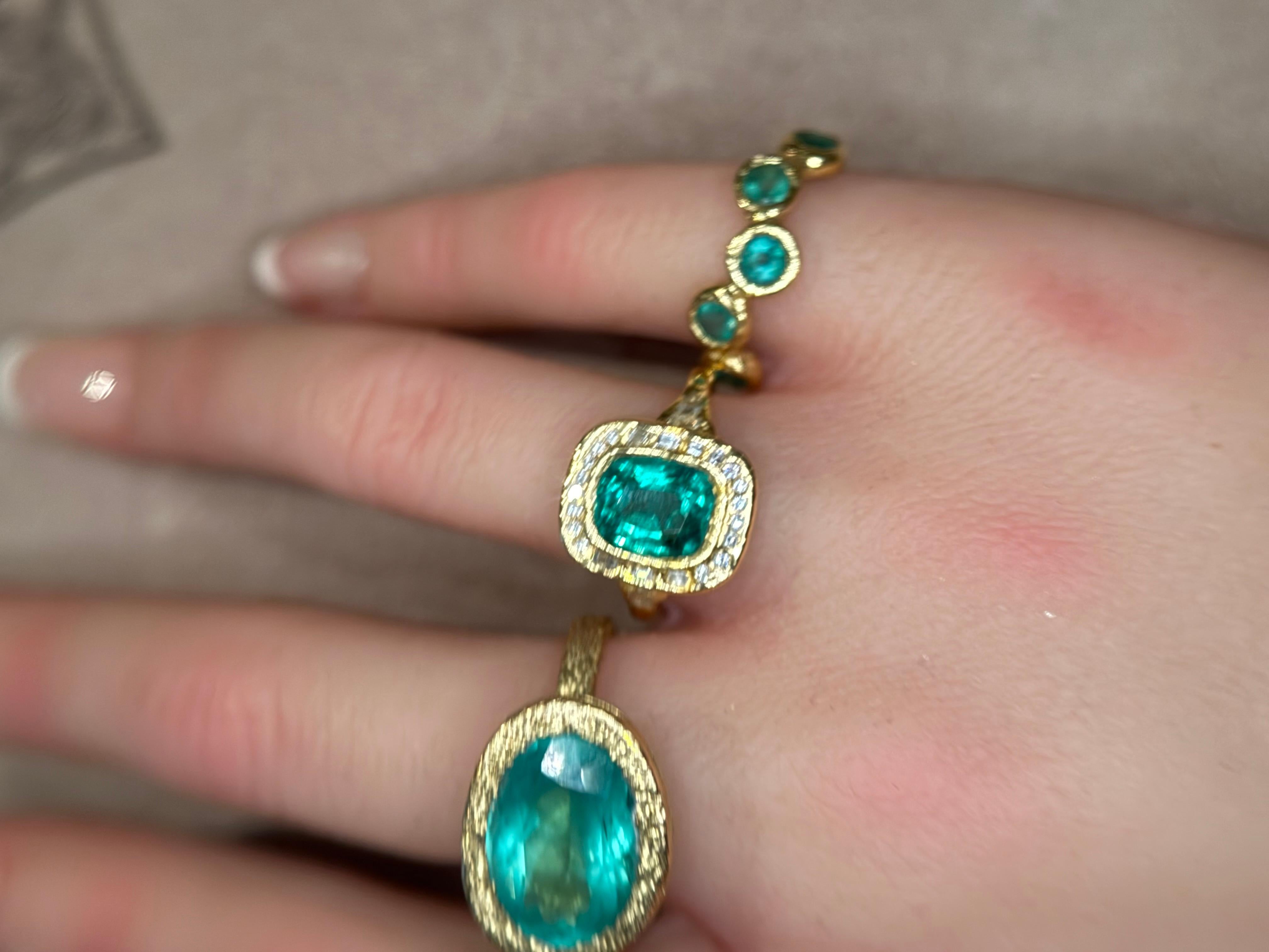 Leto Lama, bague de cocktail ou de fiançailles en or 18 carats avec émeraude ovale de 5,5 carats en vente 14