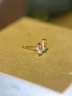 Leto Lama Baby Butterfly Paraiba Tourmaline and Diamonds 18 Ct Gold Stud Single