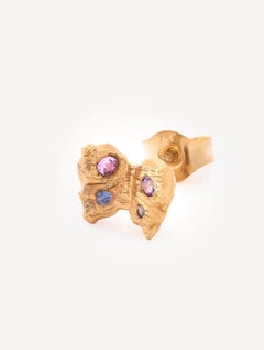 Leto Lama Baby Butterfly Studs Pastel Sapphires in 18 Ct Gold (Pair)