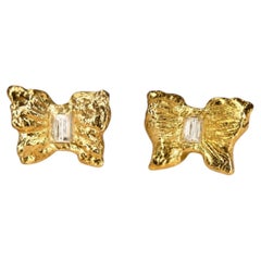 Leto Lama Baby Butterfly Studs Reverse Set Diamond Baguettes in 18 Ct Gold