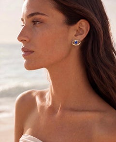 Leto Lama Blue Sapphire Evil Eye Earrings 18 Ct Gold