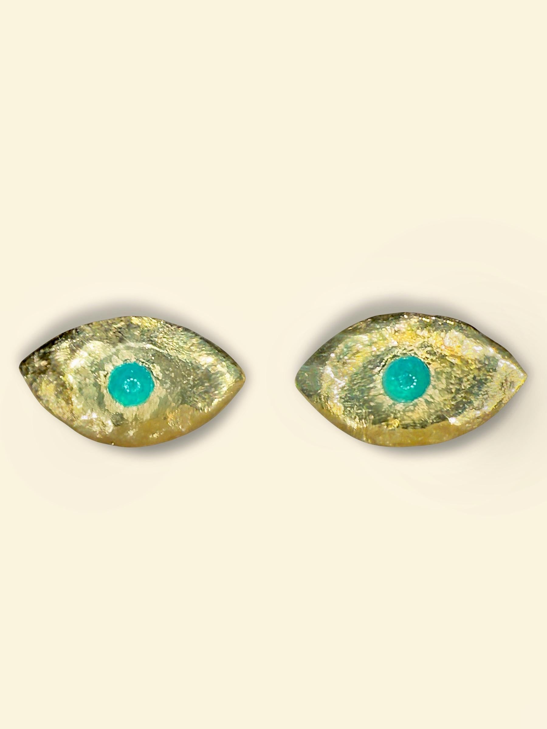Orecchini a perno con occhio di principessa in tormalina Paraiba blu neon brasiliana di Leto Lama in vendita 1