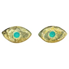 Orecchini a perno con occhio di principessa in tormalina Paraiba blu neon brasiliana di Leto Lama