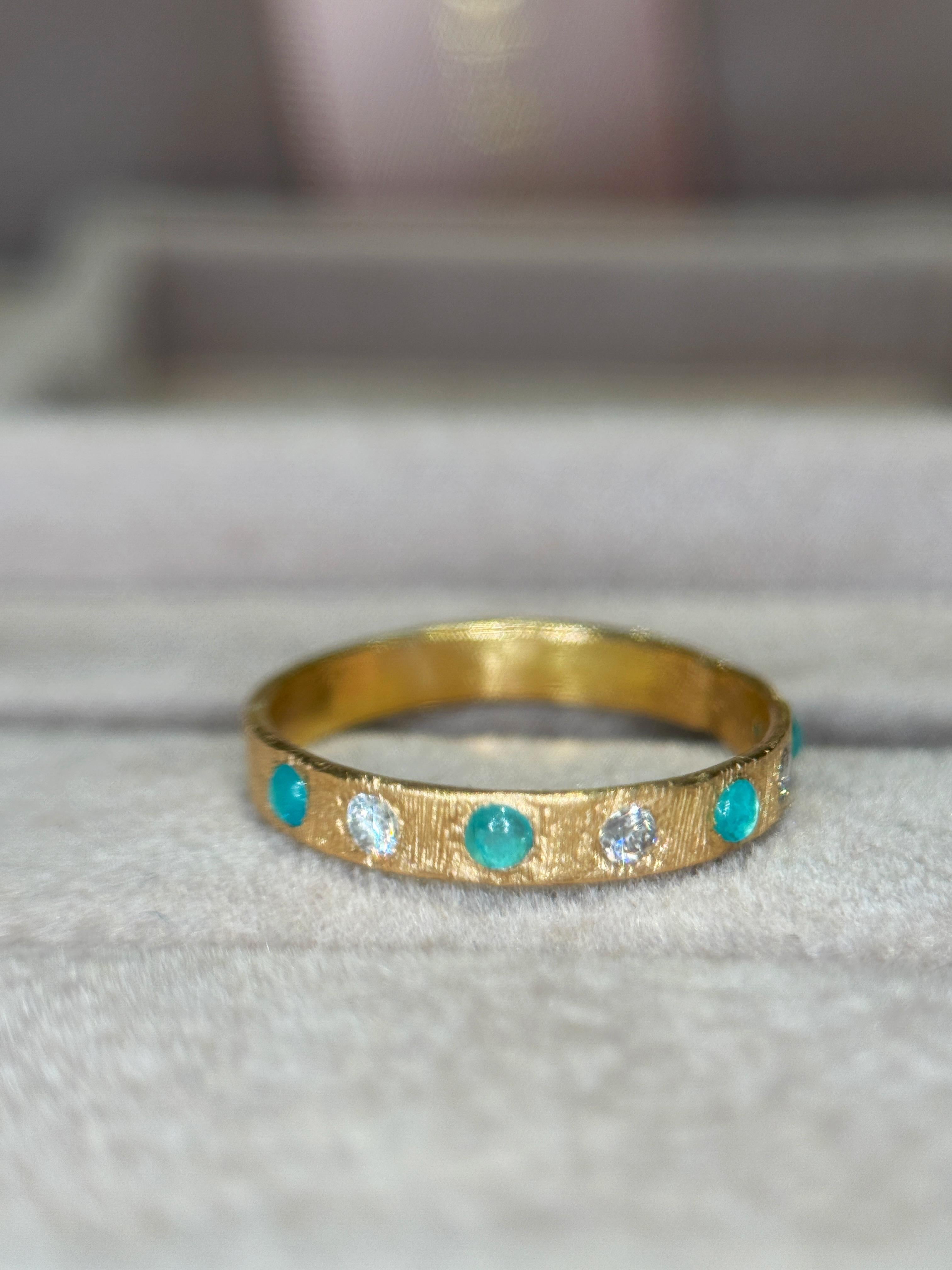 Leto Lama brasilianischen Neon Blue Paraibas Turmaline & Diamanten Ring Band 18 Ct gehen im Angebot 6