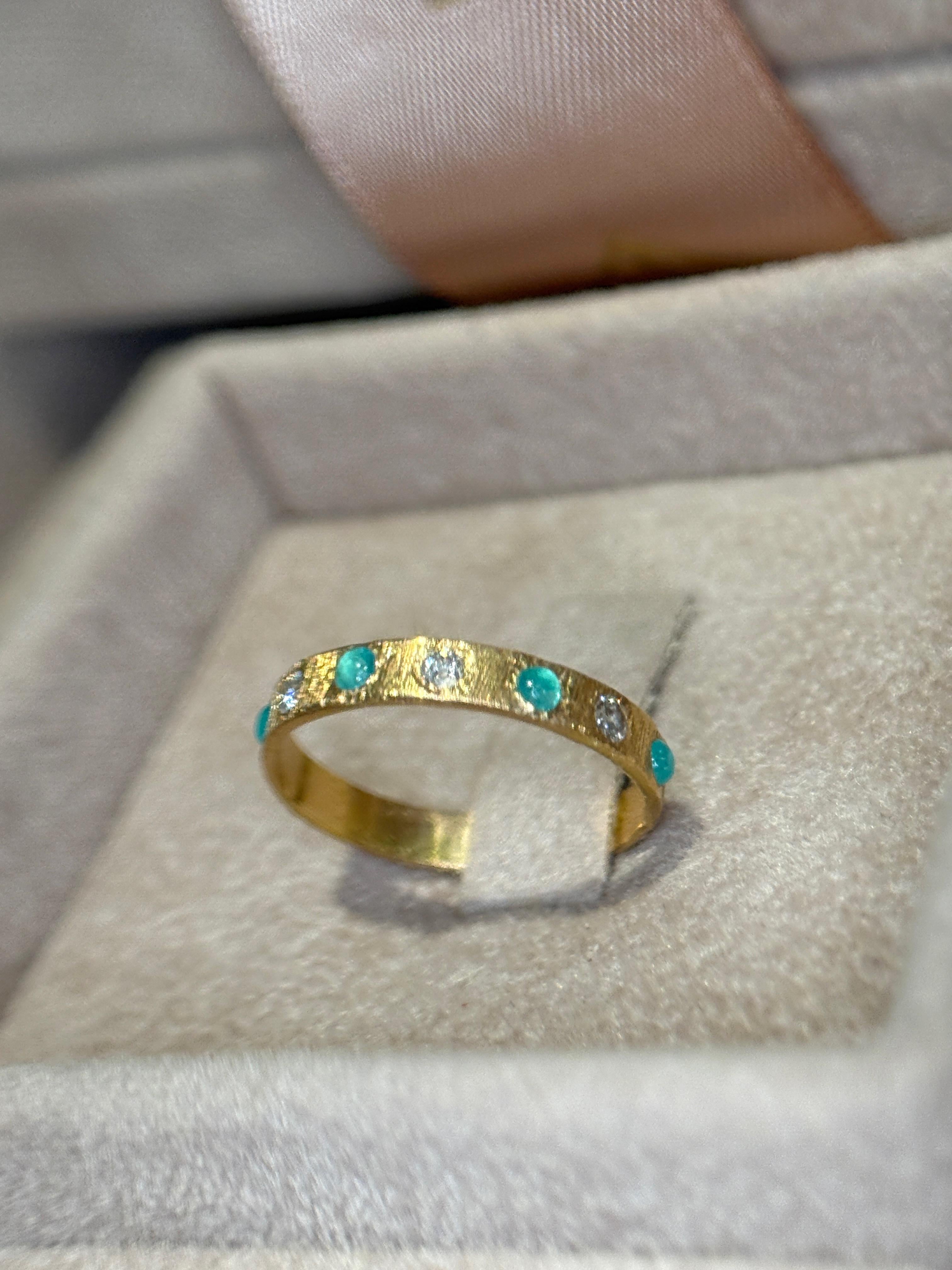 Leto Lama brasilianischen Neon Blue Paraibas Turmaline & Diamanten Ring Band 18 Ct gehen im Angebot 8