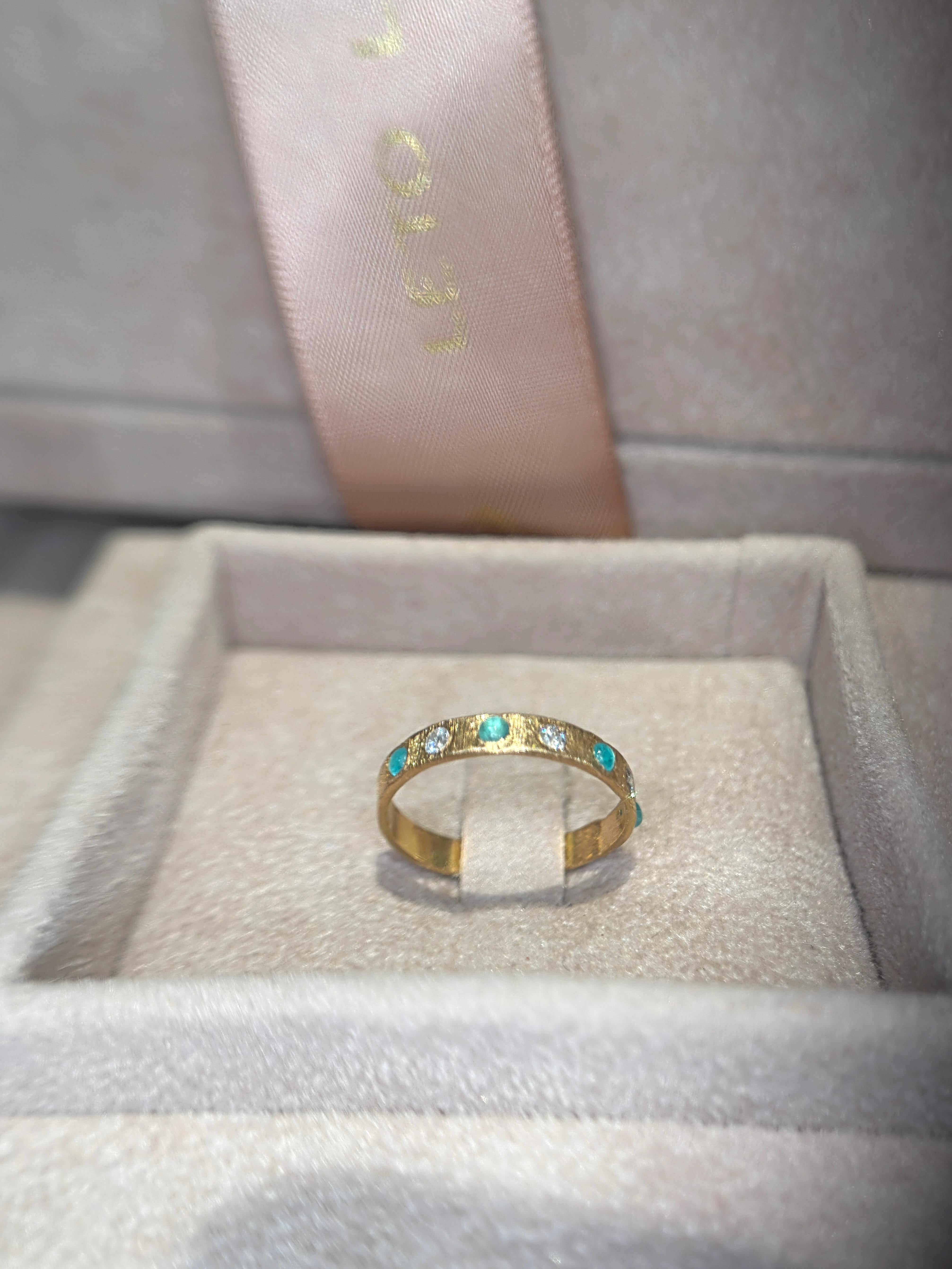 Leto Lama brasilianischen Neon Blue Paraibas Turmaline & Diamanten Ring Band 18 Ct gehen im Angebot 9