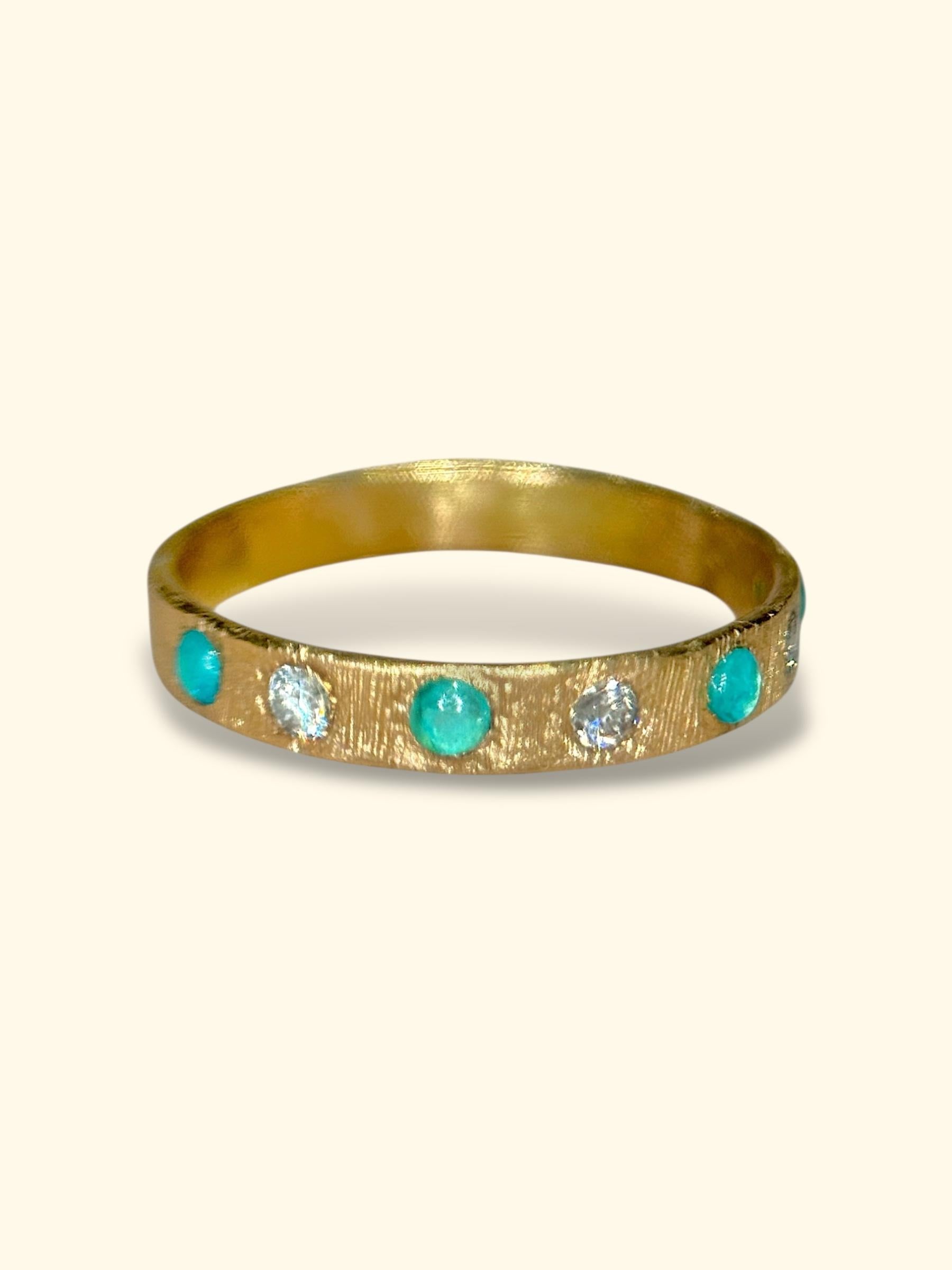 Leto Lama brasilianischen Neon Blue Paraibas Turmaline & Diamanten Ring Band 18 Ct gehen (Moderne) im Angebot