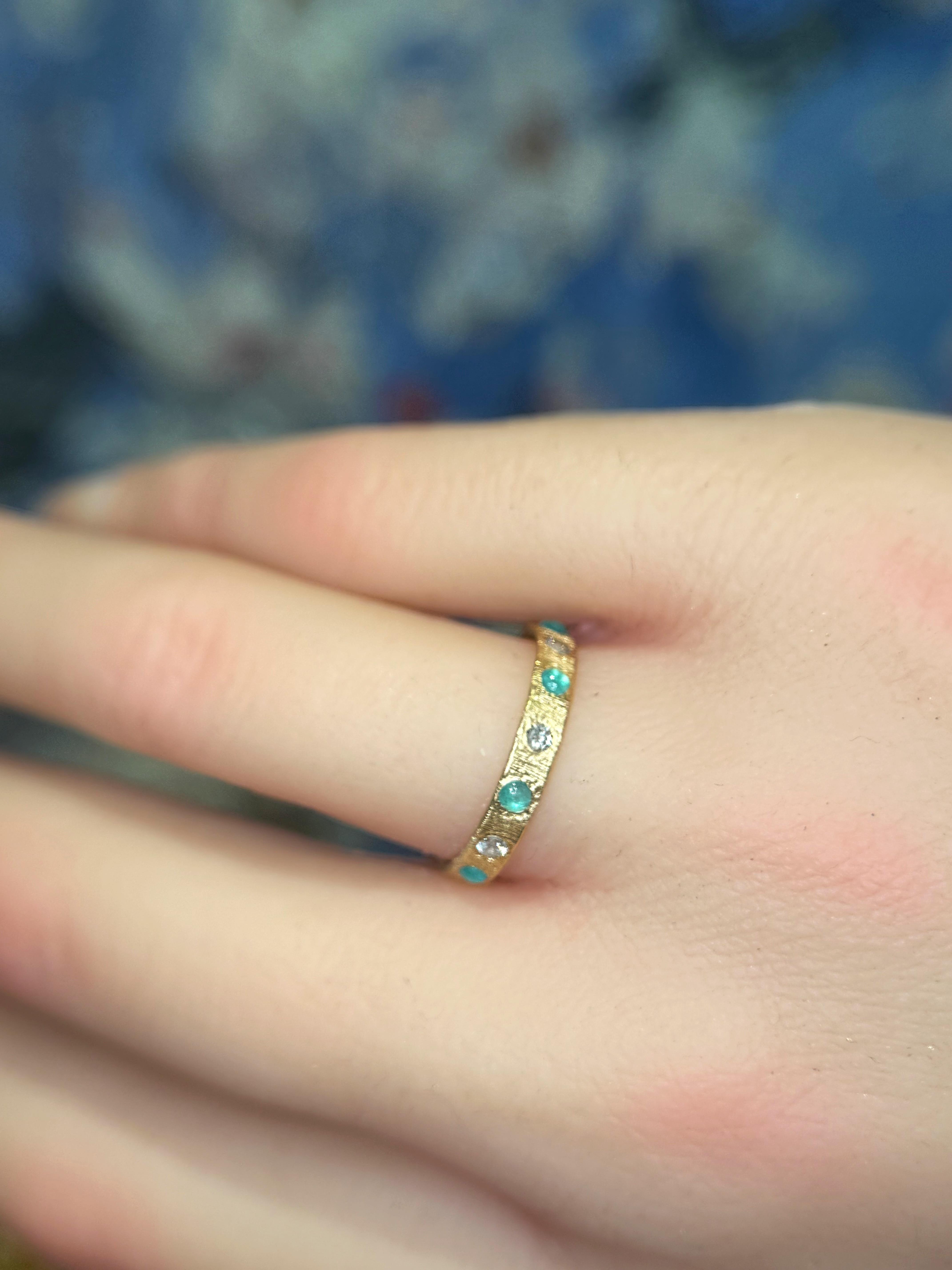 Leto Lama brasilianischen Neon Blue Paraibas Turmaline & Diamanten Ring Band 18 Ct gehen im Zustand „Neu“ im Angebot in London, GB
