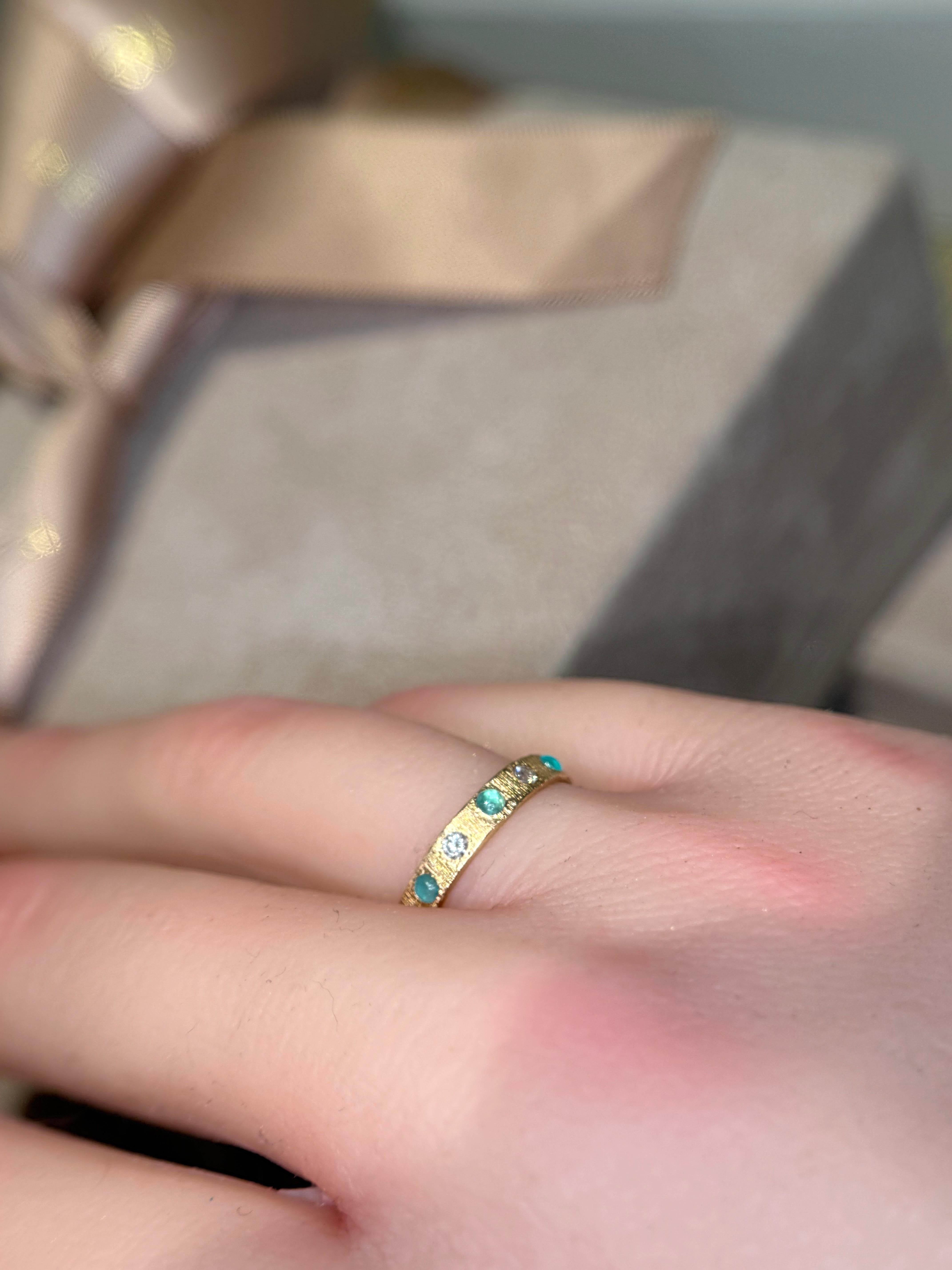 Leto Lama brasilianischen Neon Blue Paraibas Turmaline & Diamanten Ring Band 18 Ct gehen für Damen oder Herren im Angebot