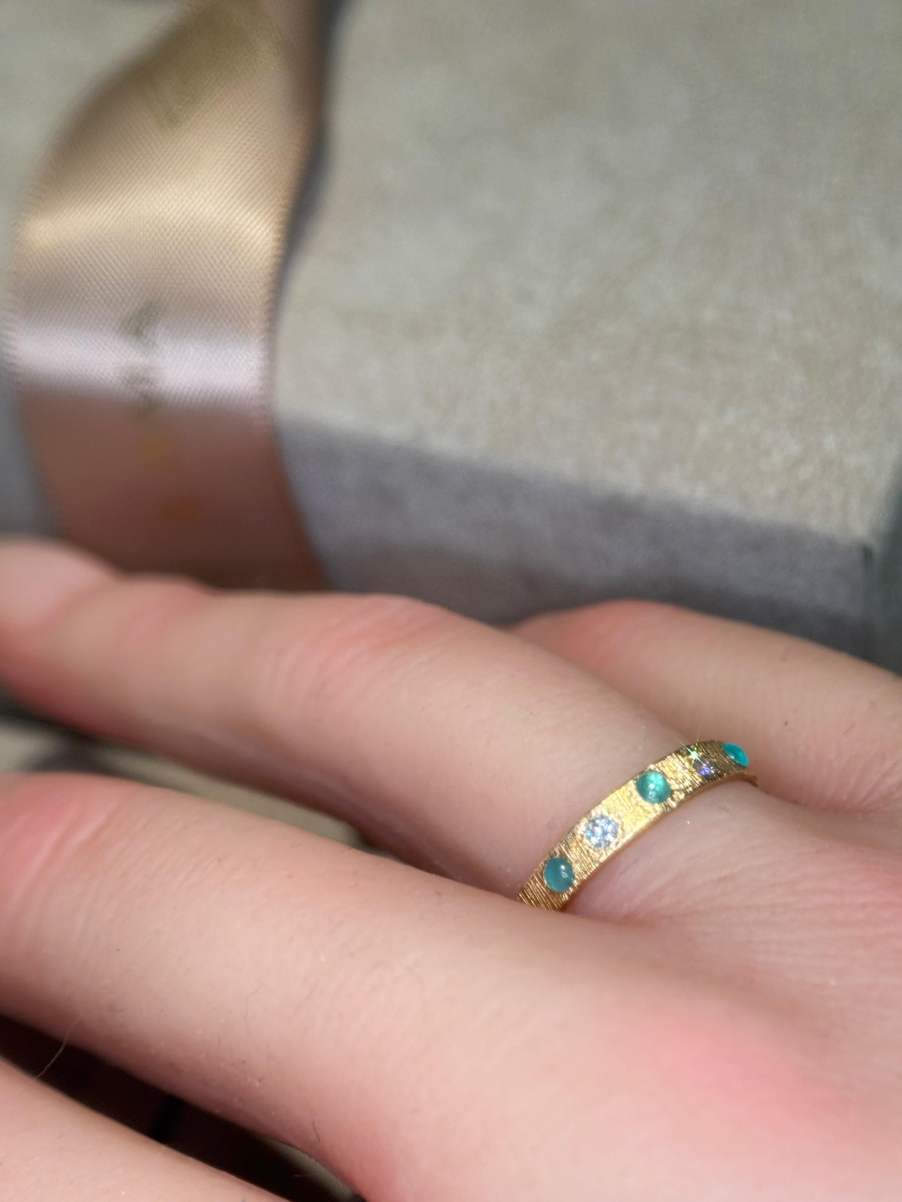 Leto Lama brasilianischen Neon Blue Paraibas Turmaline & Diamanten Ring Band 18 Ct gehen im Angebot 1