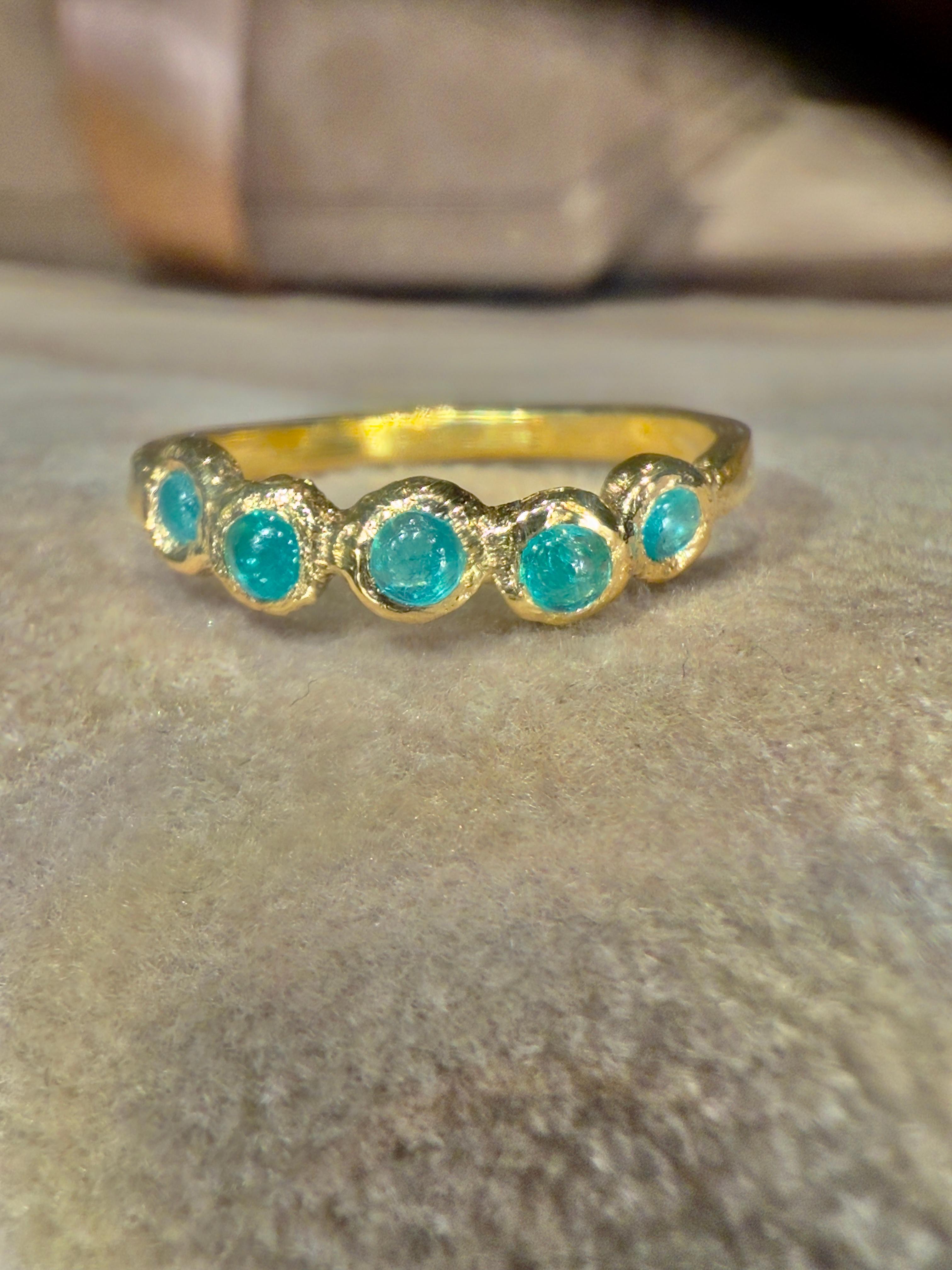 Leto Lama Bubbles - Fascia con lunetta rotonda con tormalina Paraiba blu neon brasiliana in vendita 7